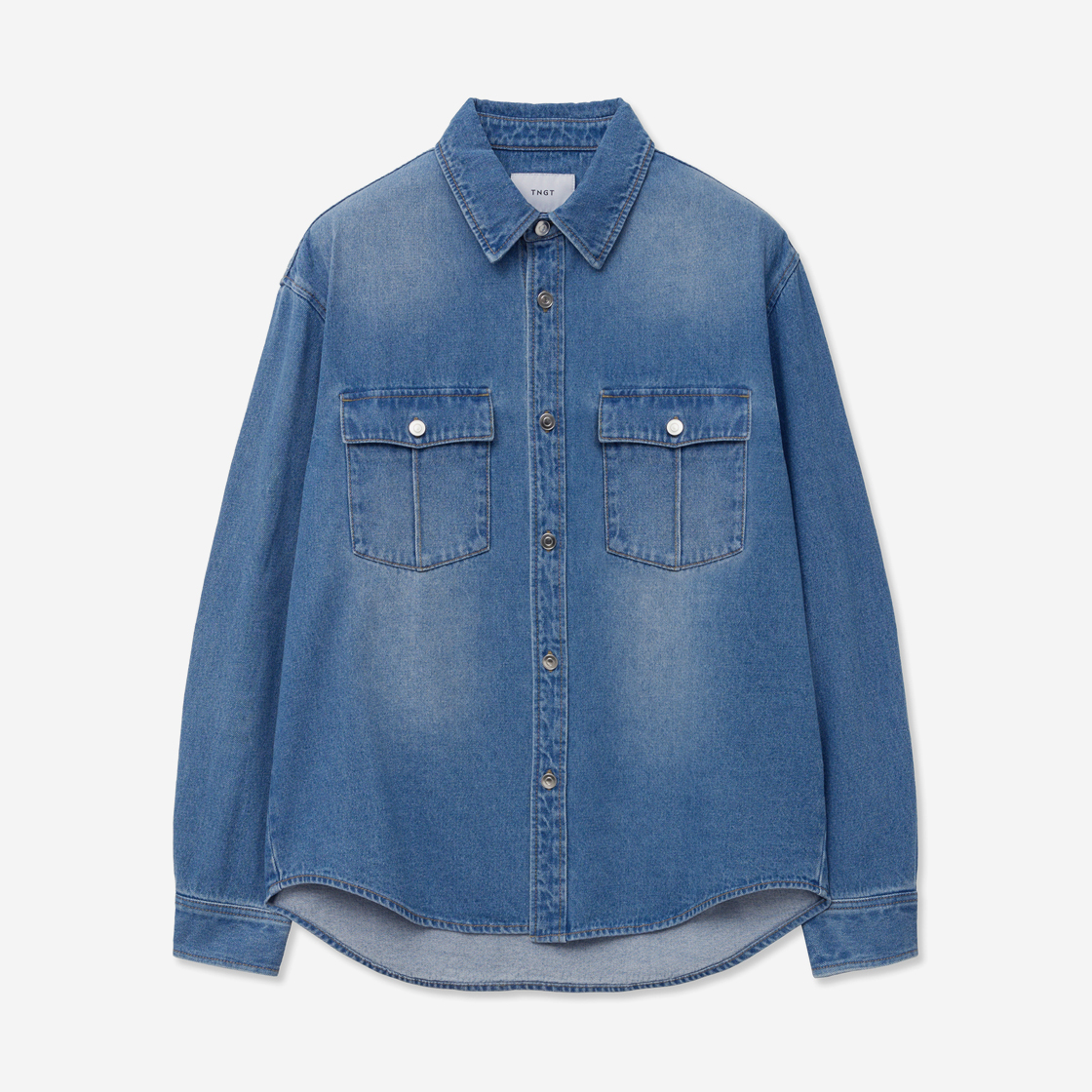 티엔지티 세미오버핏 웨스턴 데님셔츠 워시드블루(TNGT Semi Over-fit Western Denim Shirts Washed Blue) - 2