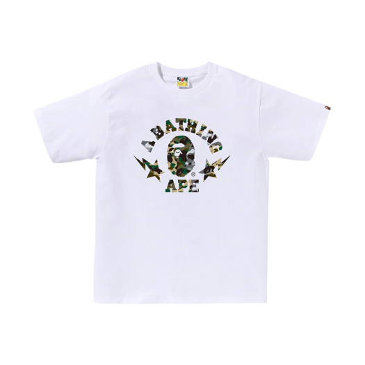 BAPE 1st Camo Crazy Sta College T-Shirt White