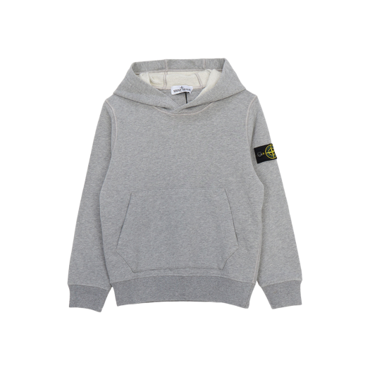 (Kids) Stone Island 61620 Brushed Organic Cotton Fleece Oversized Fit Crewneck Sweatshirt Gray - 24FW