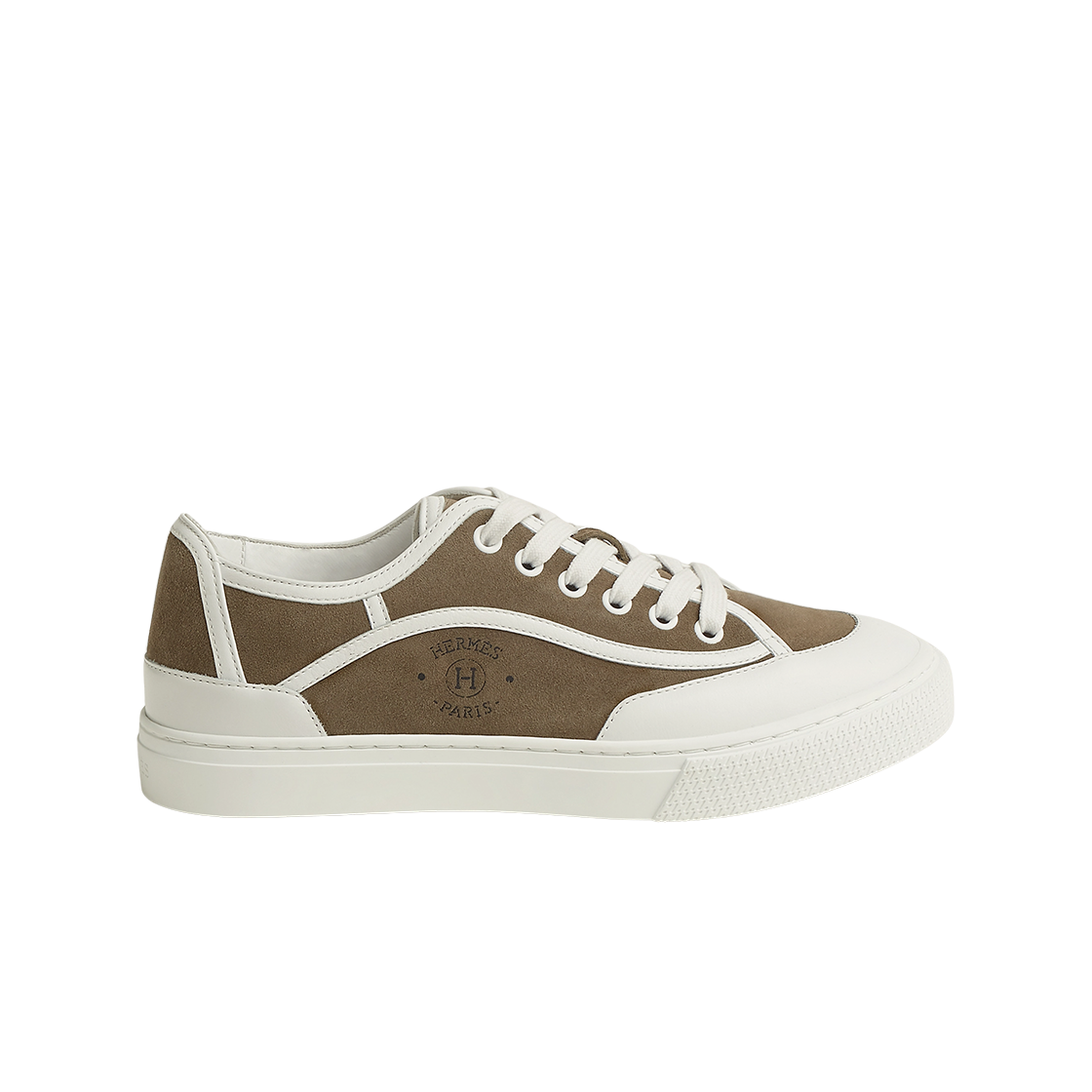 H231027ZV1 (W) Hermes Get Sneakers Suede Goatskin Calfskin & Vert Toundra Blanc
