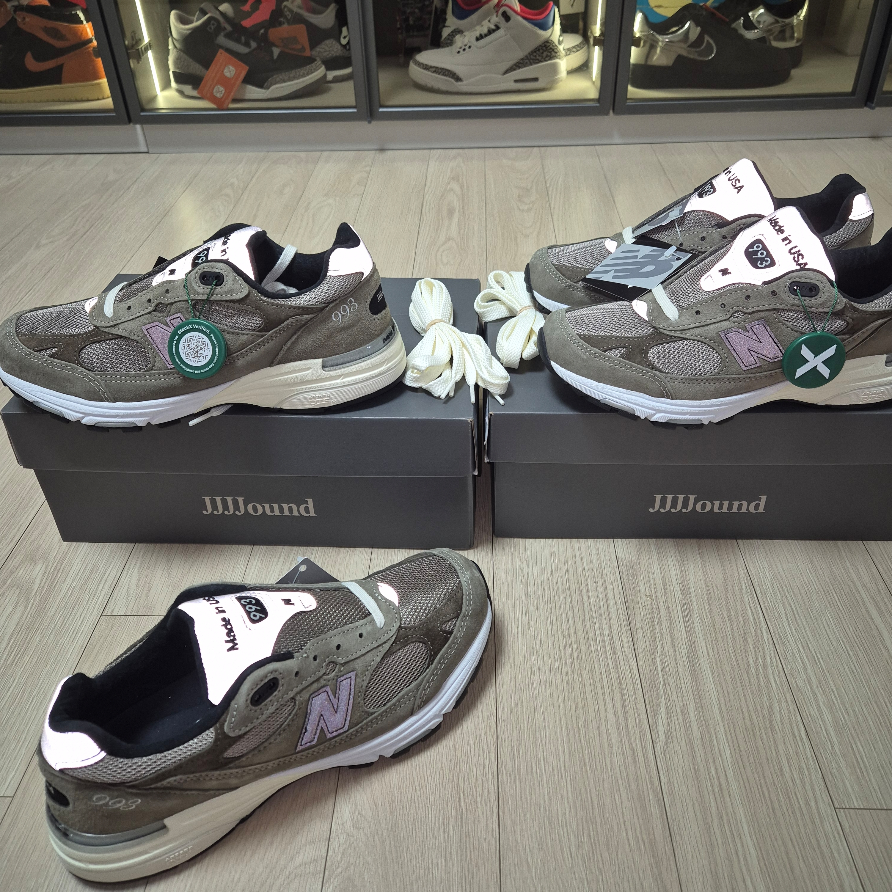 New Balance x JJJJound 993 Made in USA Mushroom White 착용 스타일 - 9