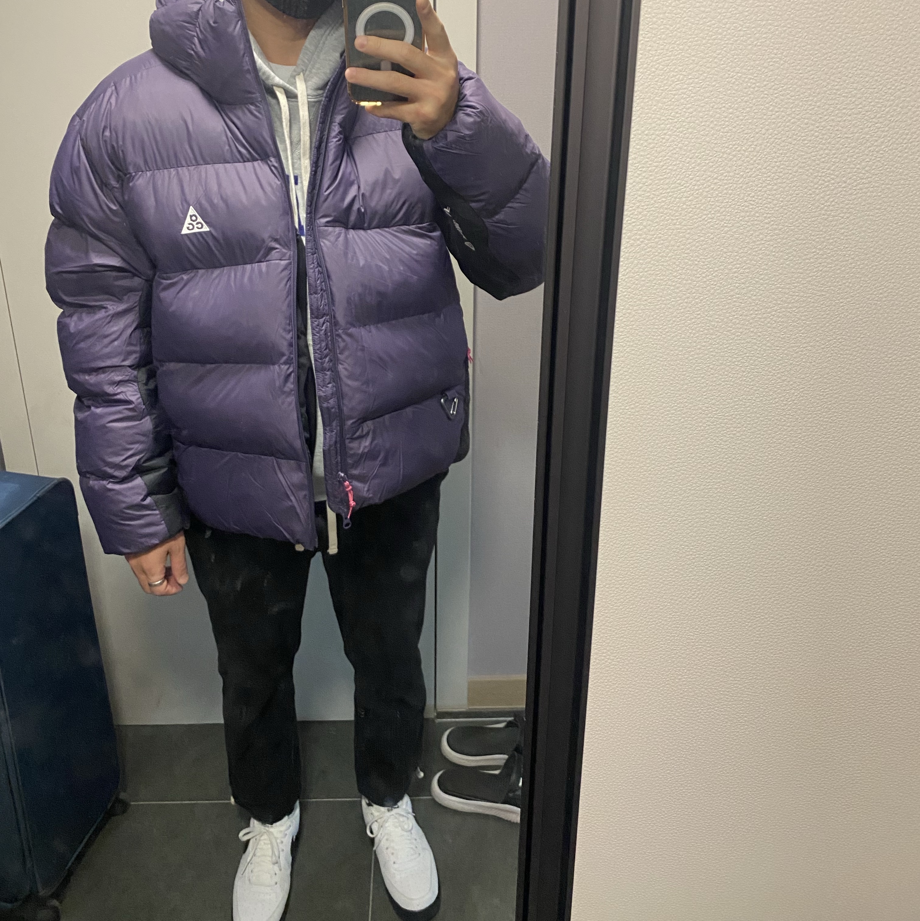 Nike ACG Therma-Fit ADV Lunar Lake Loose Hooded Jacket Dark Raisin Black - Asia 착용 스타일