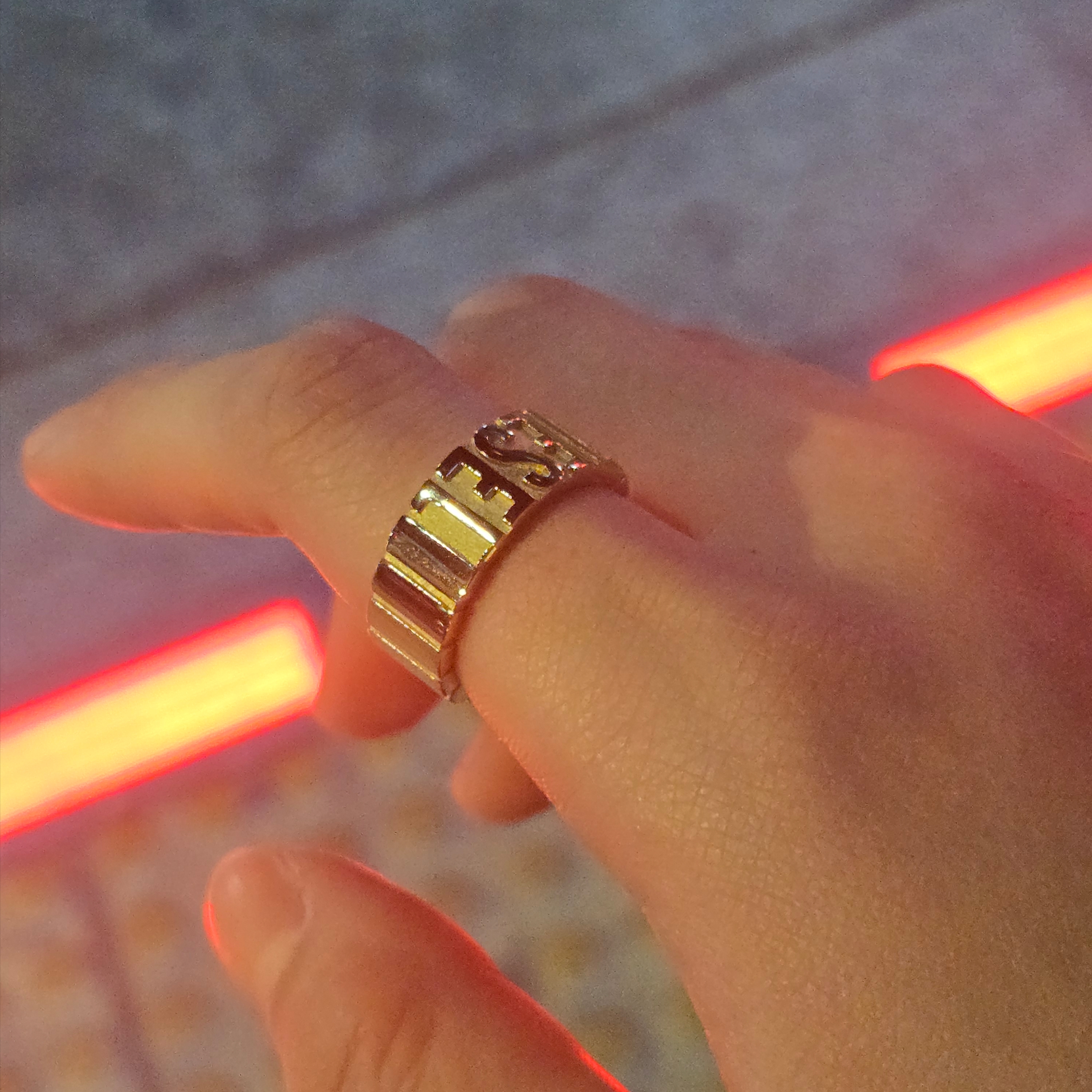 Diesel Dx1439 Steel Ring Gold 착용 스타일
