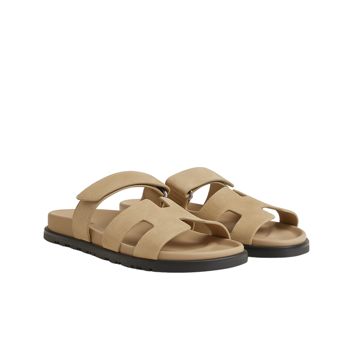 (W) 에르메스 시프레 샌들 스웨이드 고트스킨 & 베쥬 랑((W) Hermes Chypre Sandal Suede Goatskin & Beige Lin) - 2