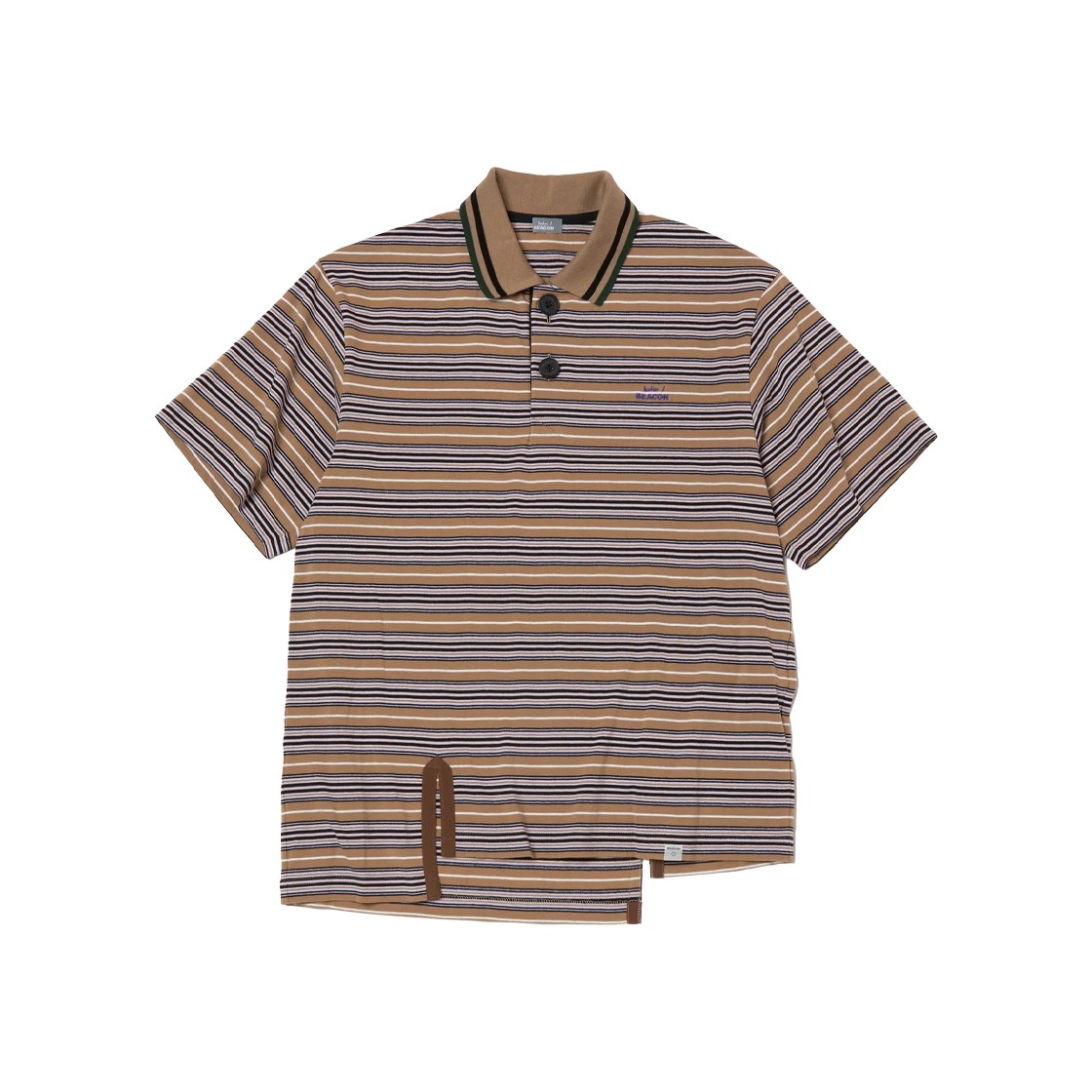 컬러비콘 25SBM-T01232 스트라이프 폴로 티 베이지 - 25SS(Kolor Beacon 25SBM-T01232 Stripe Polo Tee Beige - 25SS)