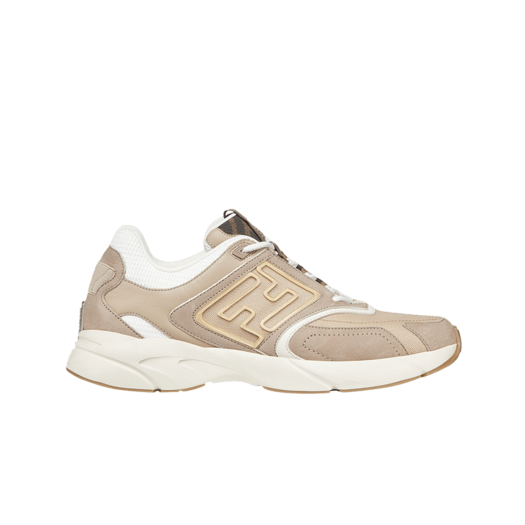 Fendi Faster Nubuck Leather Low-Top Beige