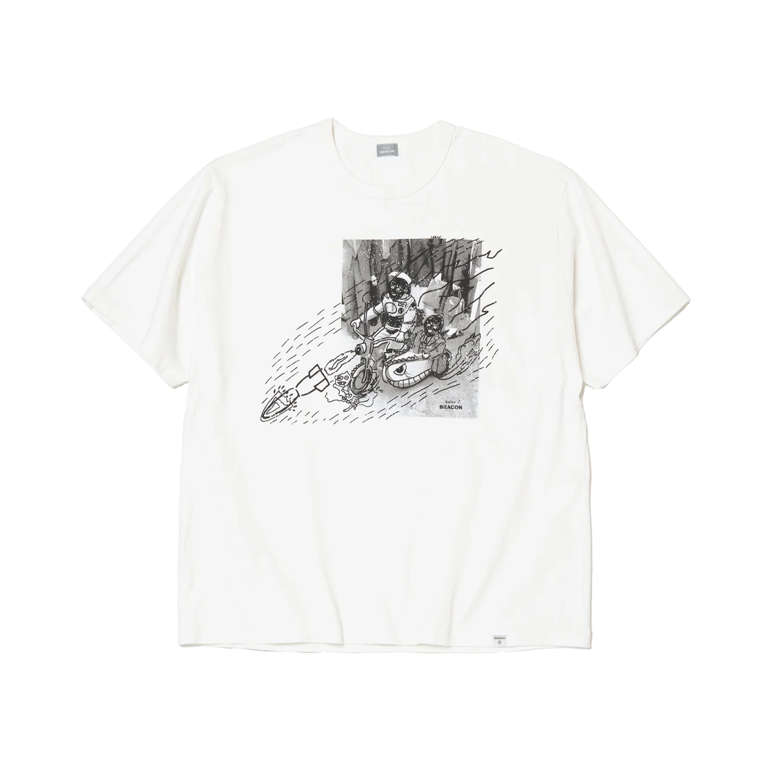 컬러비콘 25SBM-T03231 프린트 티 화이트 - 25SS(Kolor Beacon 25SBM-T03231 Print Tee White - 25SS)