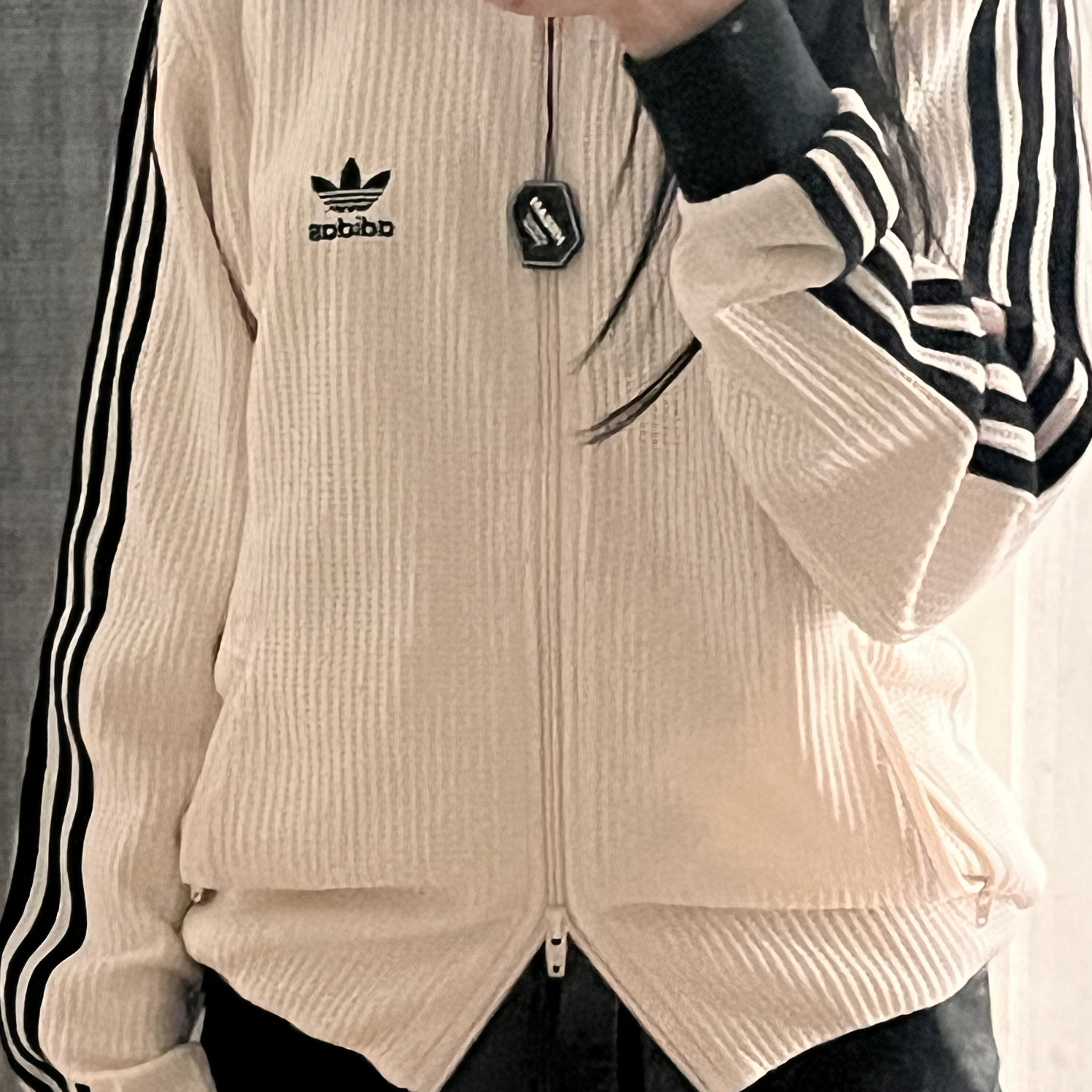 Adidas Waffle Beckenbauer Track Top Wonder White - KR Sizing 착용 스타일 - 1