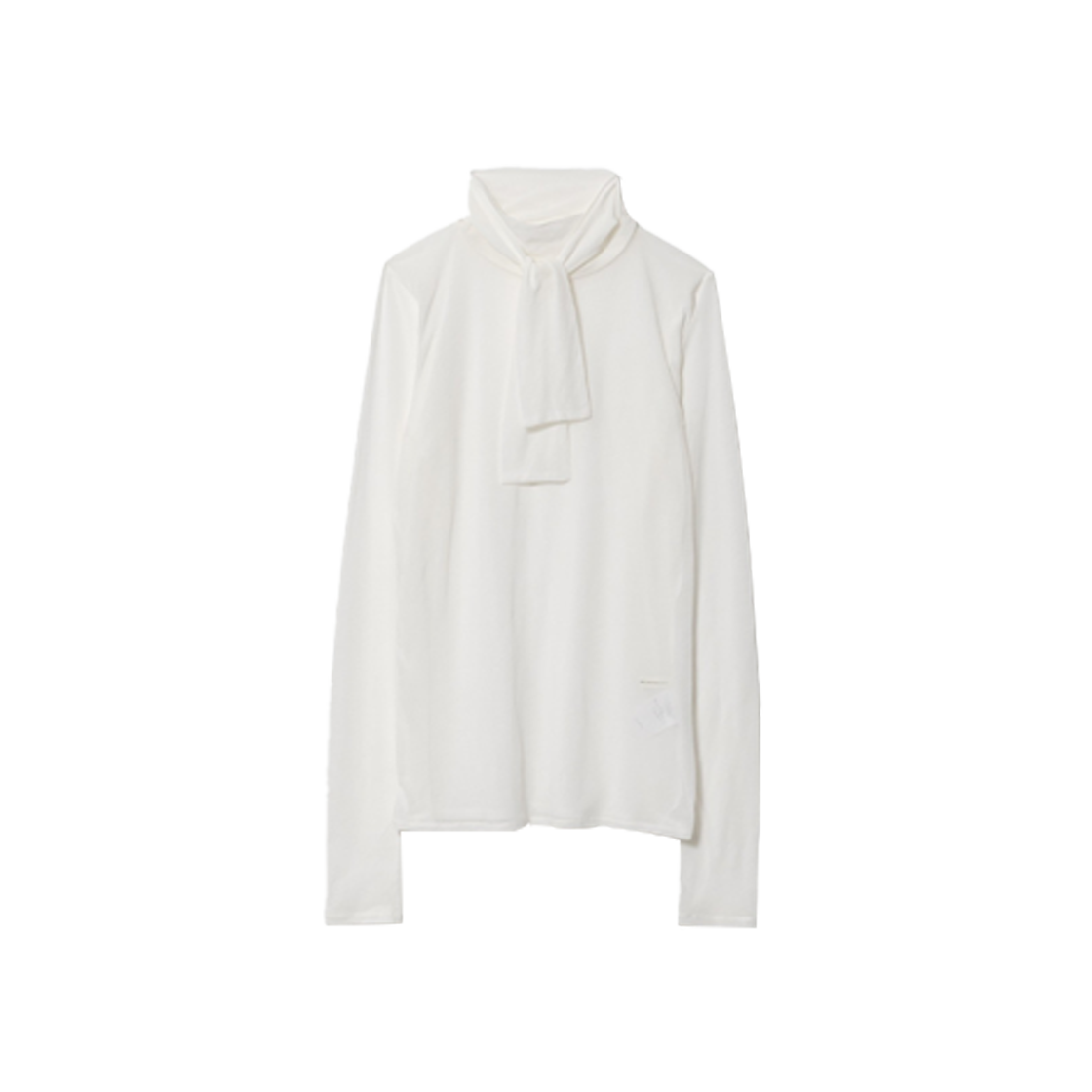 뷰티풀피플 우먼 코튼 시어 저지 넥 보우 탑 화이트 - 25SS(Beautiful People Women Cotton Sheer Jersey Neck Bow Top White - 25SS)