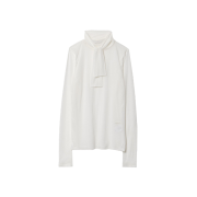 Beautiful People Women Cotton Sheer Jersey Neck Bow Top White - 25SS