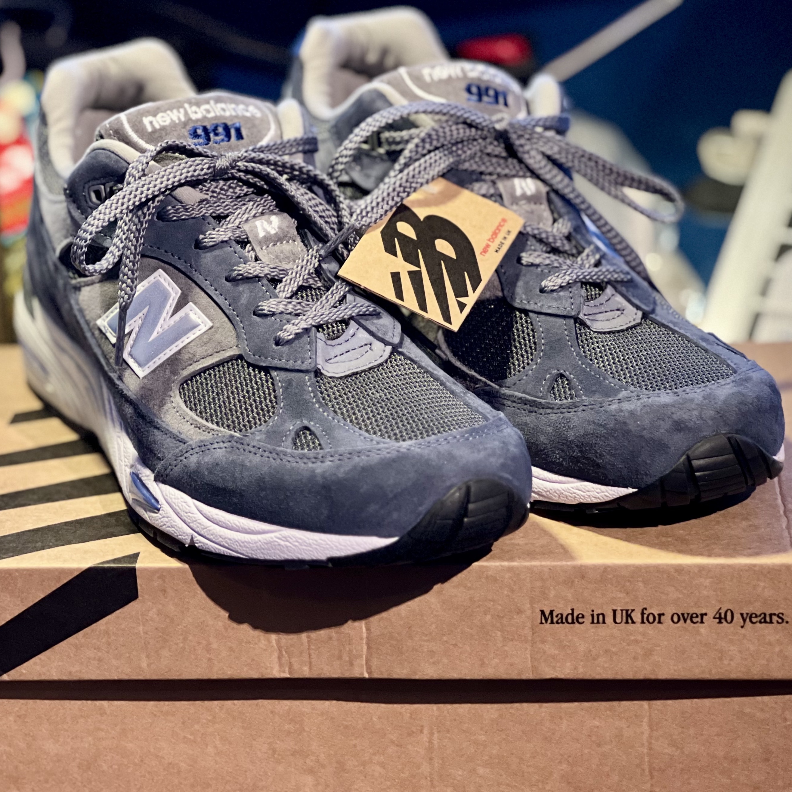 New Balance 991 Made in UK Grey Blue 착용 스타일