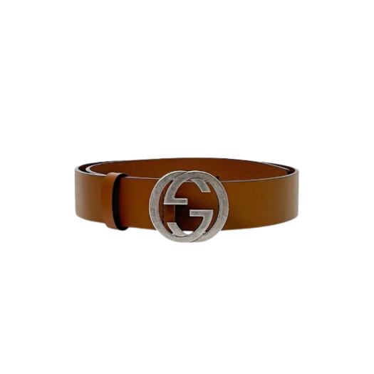 Gucci GG Interlocking Buckle Leather Belt Brown