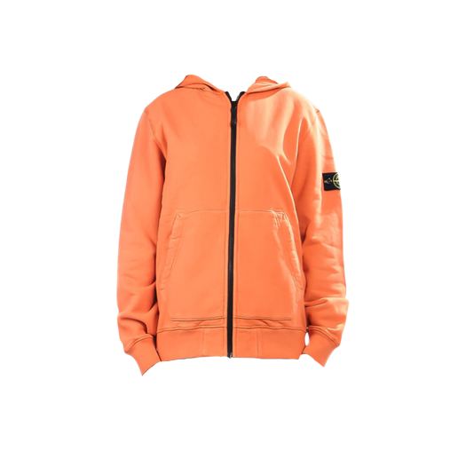 (Kids) Stone Island 60740 Cotton Fleece Full Zip Hooded Sweatshirt Rust - 21FW