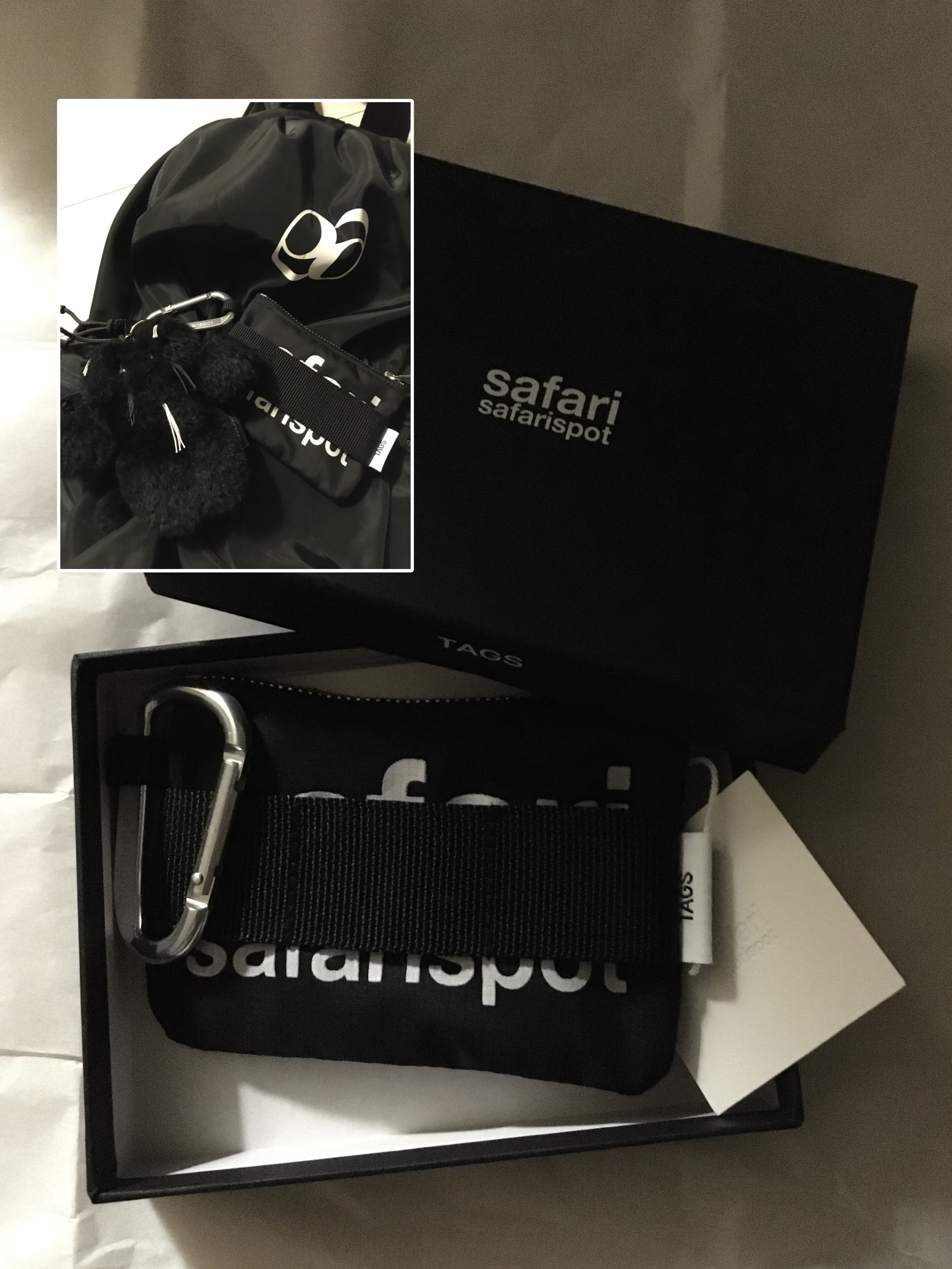 Safarispot Basic Safari Keyring Card Wallet Black, Godashin Cats Keyring Black 착용 스타일