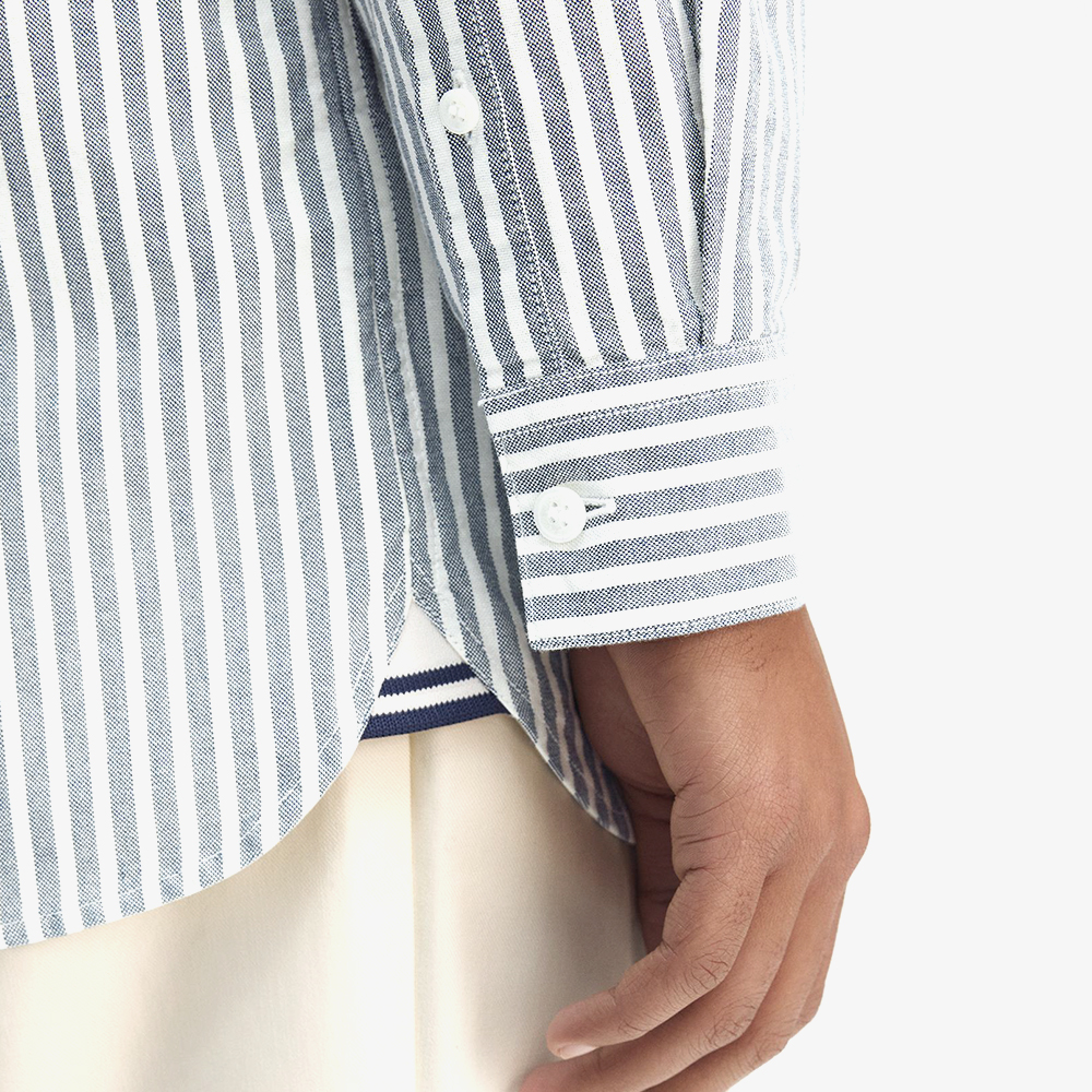 프레드페리 롱 슬리브 스트라이프 옥스포드 셔츠 테니스블루(Fred Perry Long Sleeve Stripe Oxford Shirt Tennis Blue) - 6