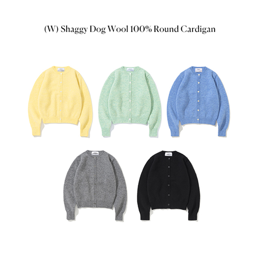 니티드 쉐기독 울 100% 라운드 가디건 우먼 그레이(Knitted Shaggy Dog Wool 100% Round Cardigan Women Grey) - 2