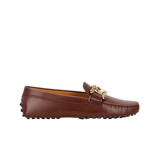 (W) Tod's Kate Gommino Leather Driving Shoes Brown