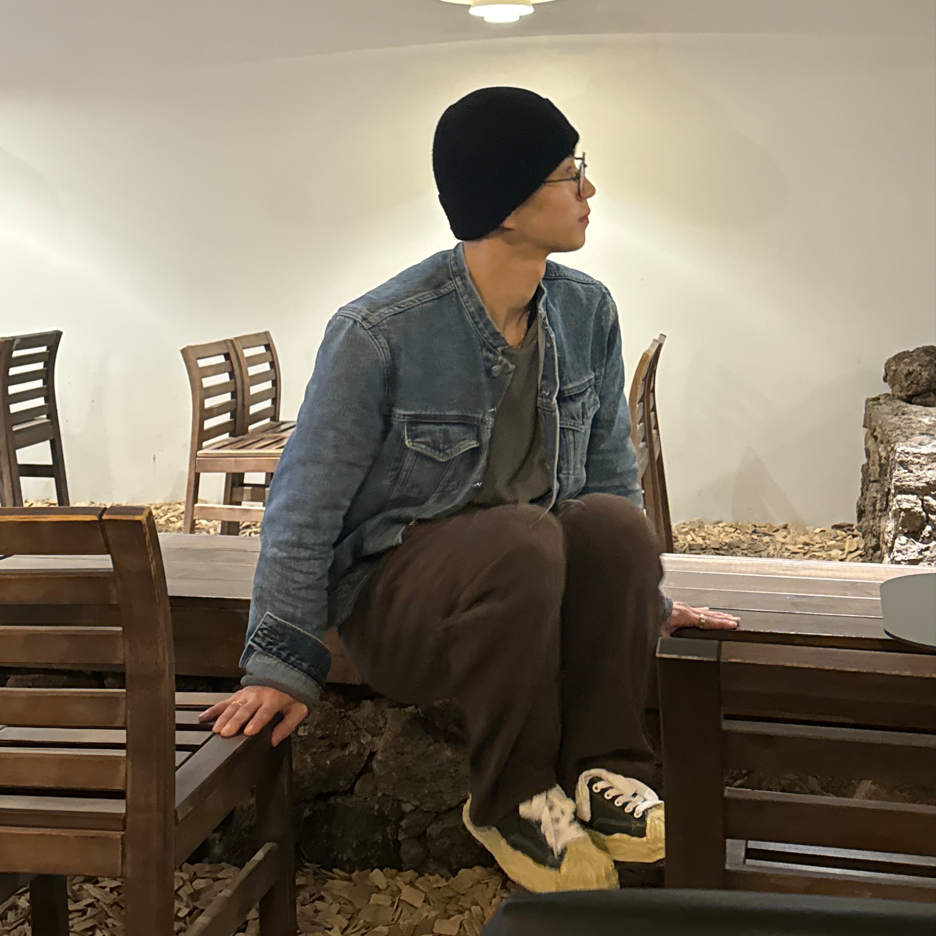 Maison Mihara Yasuhiro Blakey OG Dyed Sole Canvas Low-top Sneakers Green, Gucci Interlocking G Enamel Ring Silver 착용 스타일 - 2