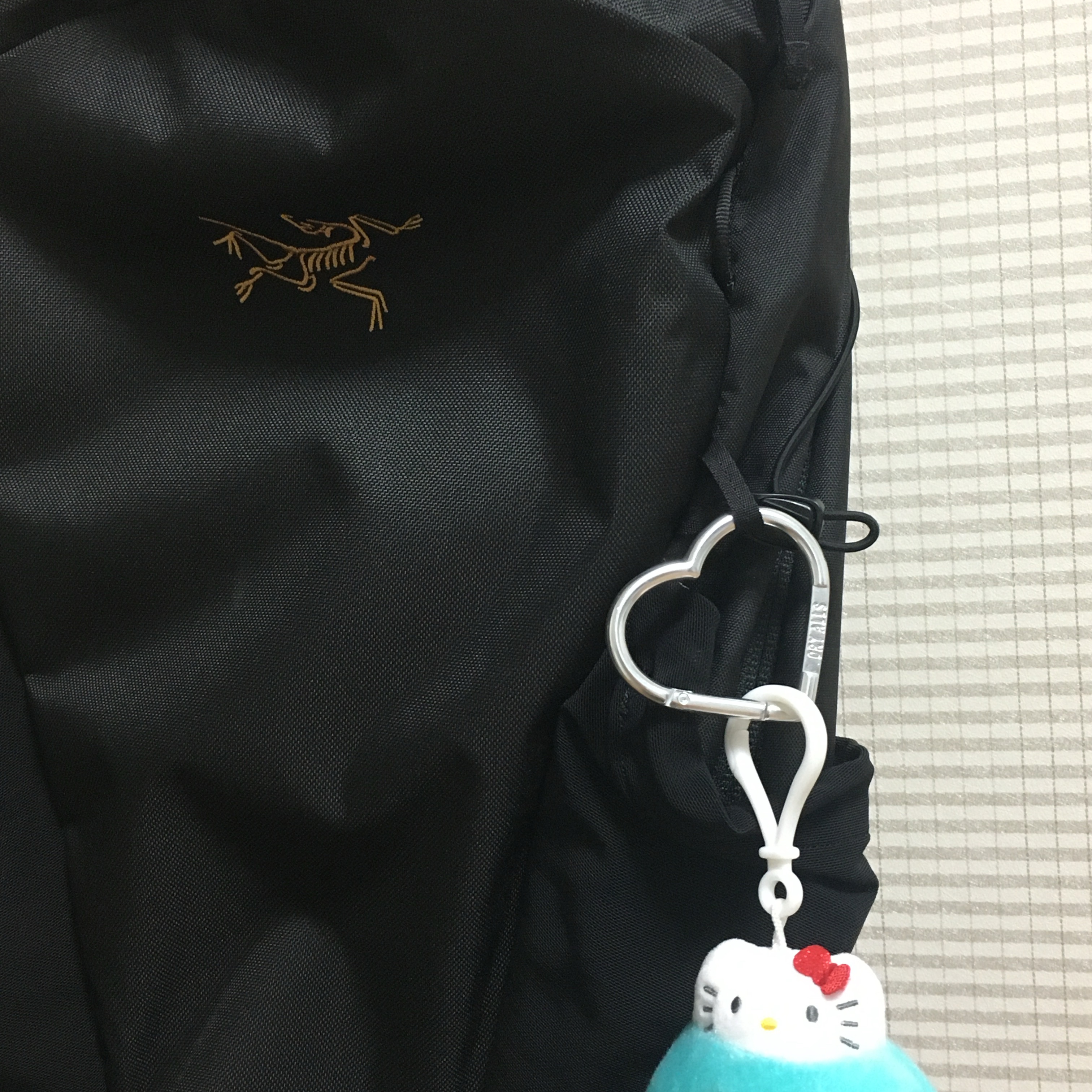 Arc'teryx Mantis 16 Backpack Black, Human Made Heart Carabiner Silver 착용 스타일