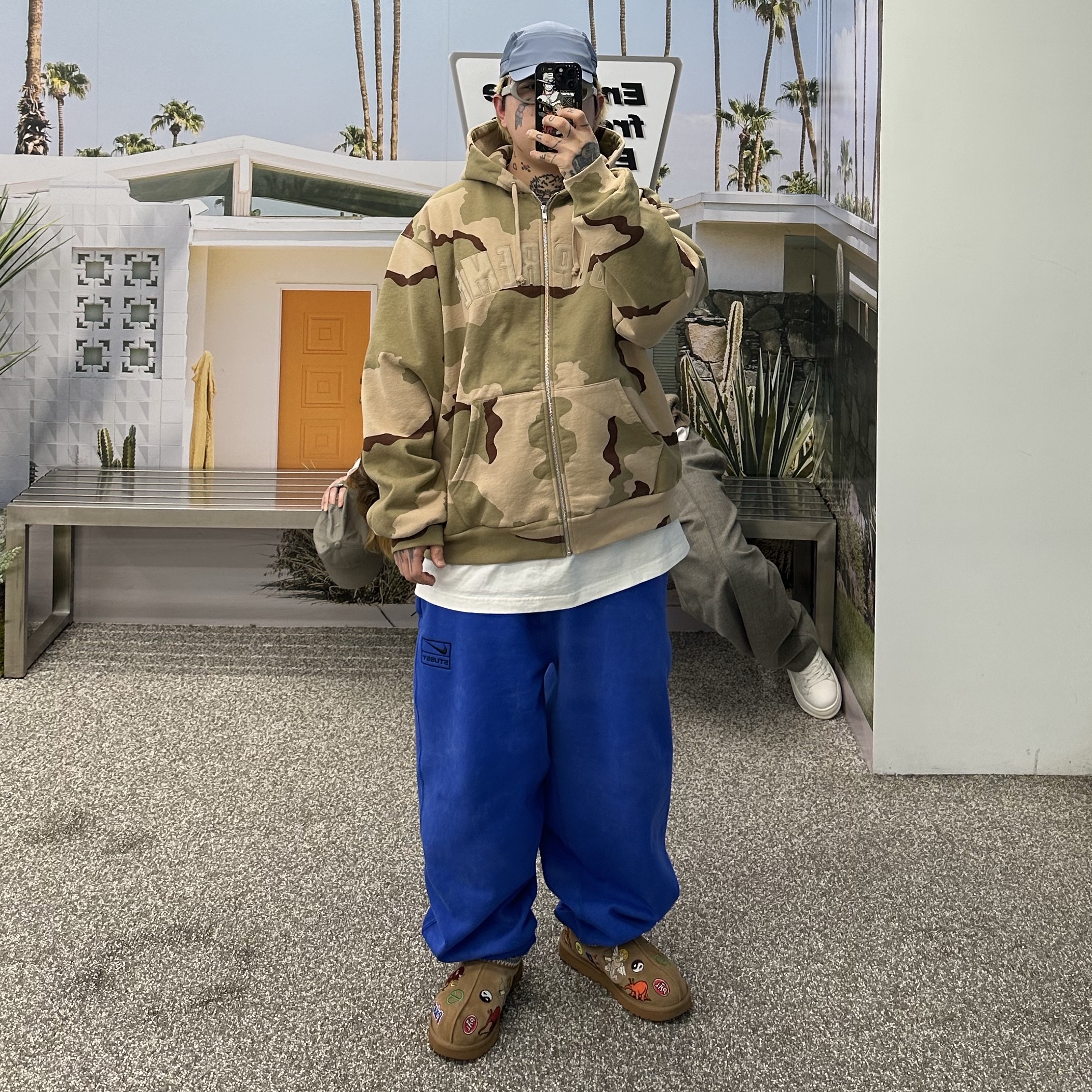 Descente Allterrain x JJJJound Cap Storm Blue, Gentle Monster x Maison Margiela MM005 Grey Black 착용 스타일