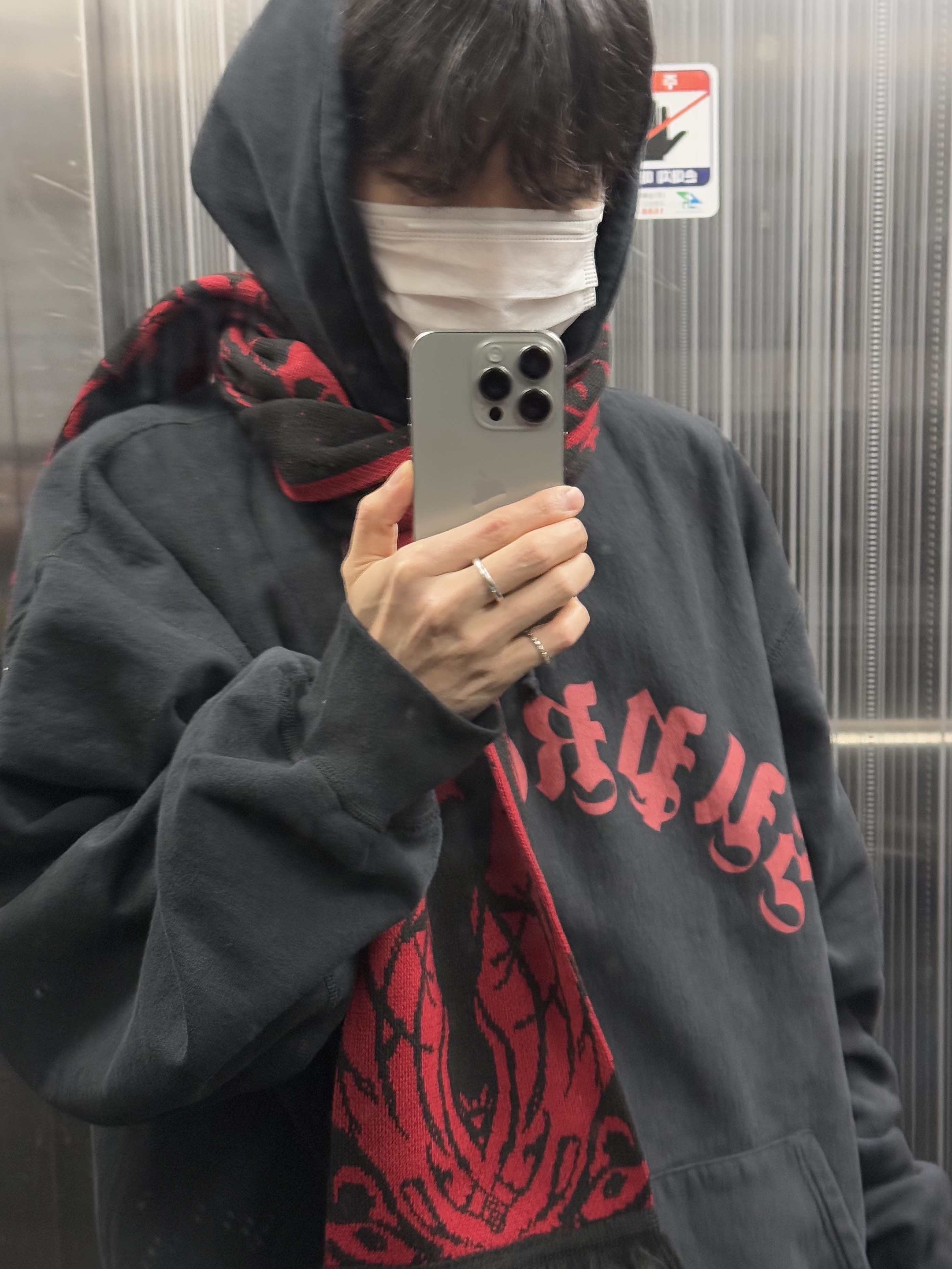 Supreme Printed Arc Hooded Sweatshirt Black - 24FW, Undermycar Mu.53 Anti Fxxking Logo Play Big Cargo Rip-Camo Pants Camo Gray 착용 스타일 - 1