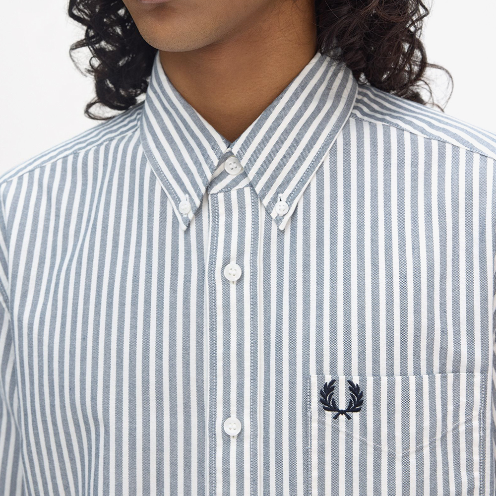 프레드페리 롱 슬리브 스트라이프 옥스포드 셔츠 테니스블루(Fred Perry Long Sleeve Stripe Oxford Shirt Tennis Blue) - 4