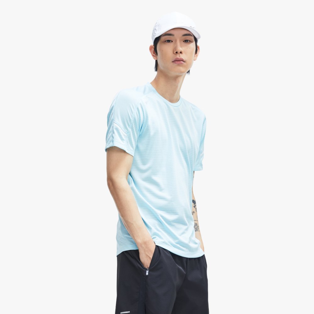 프로-스펙스 JQD 통기 러닝 반팔 티셔츠 라이트블루(PRO-SPECS JQD Breathable Running Short Sleeve T-Shirt Light Blue) - 2