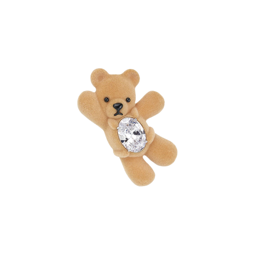 KW5BAC1YV11BR Yvmin Greeting Flocked Bear Hair Clip Brown Left - 25SS