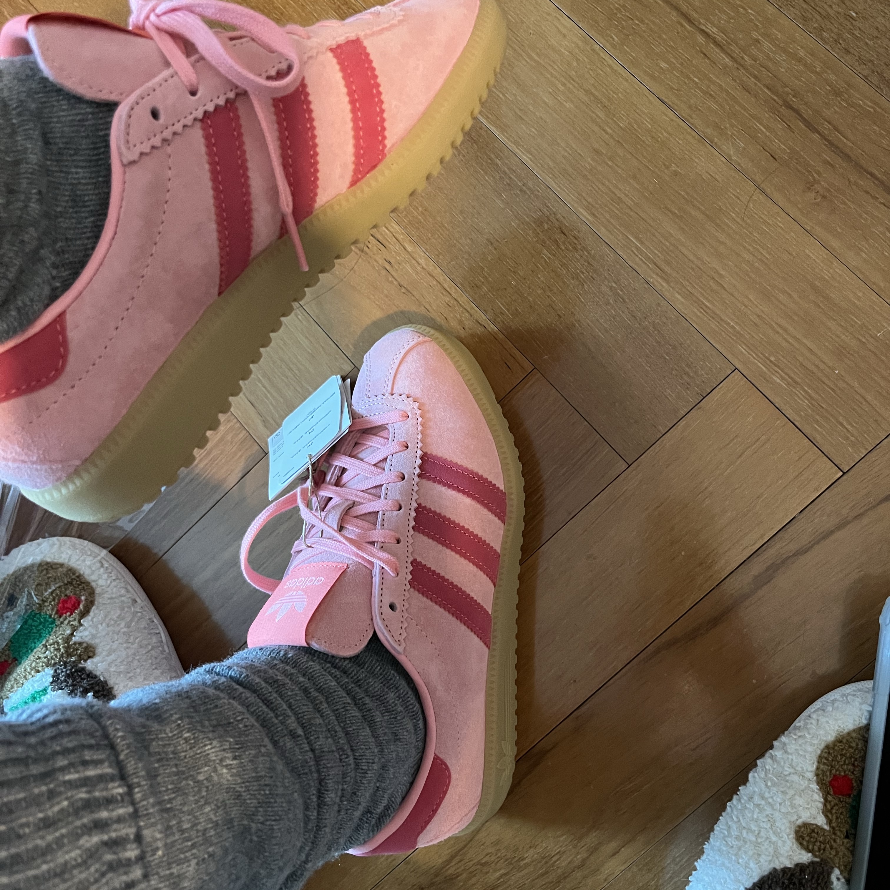 (W) Adidas Bermuda Semi Pink Spark Preloved Scarlet 착용 스타일 - 3