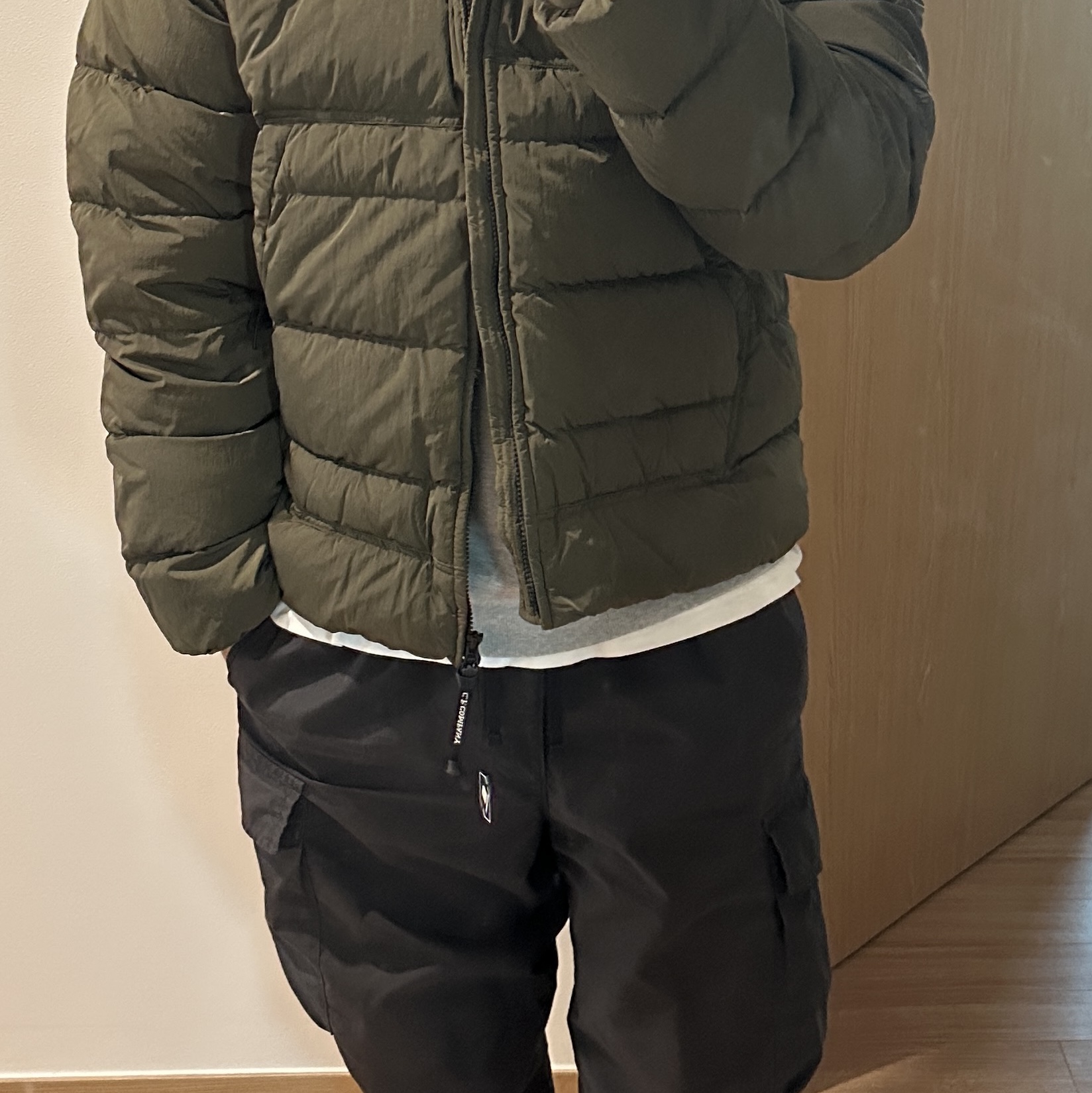 C.P. Company Eco-Chrome R Hooded Down Goggle Jacket Ivy Green - 23FW 착용 스타일 - 3