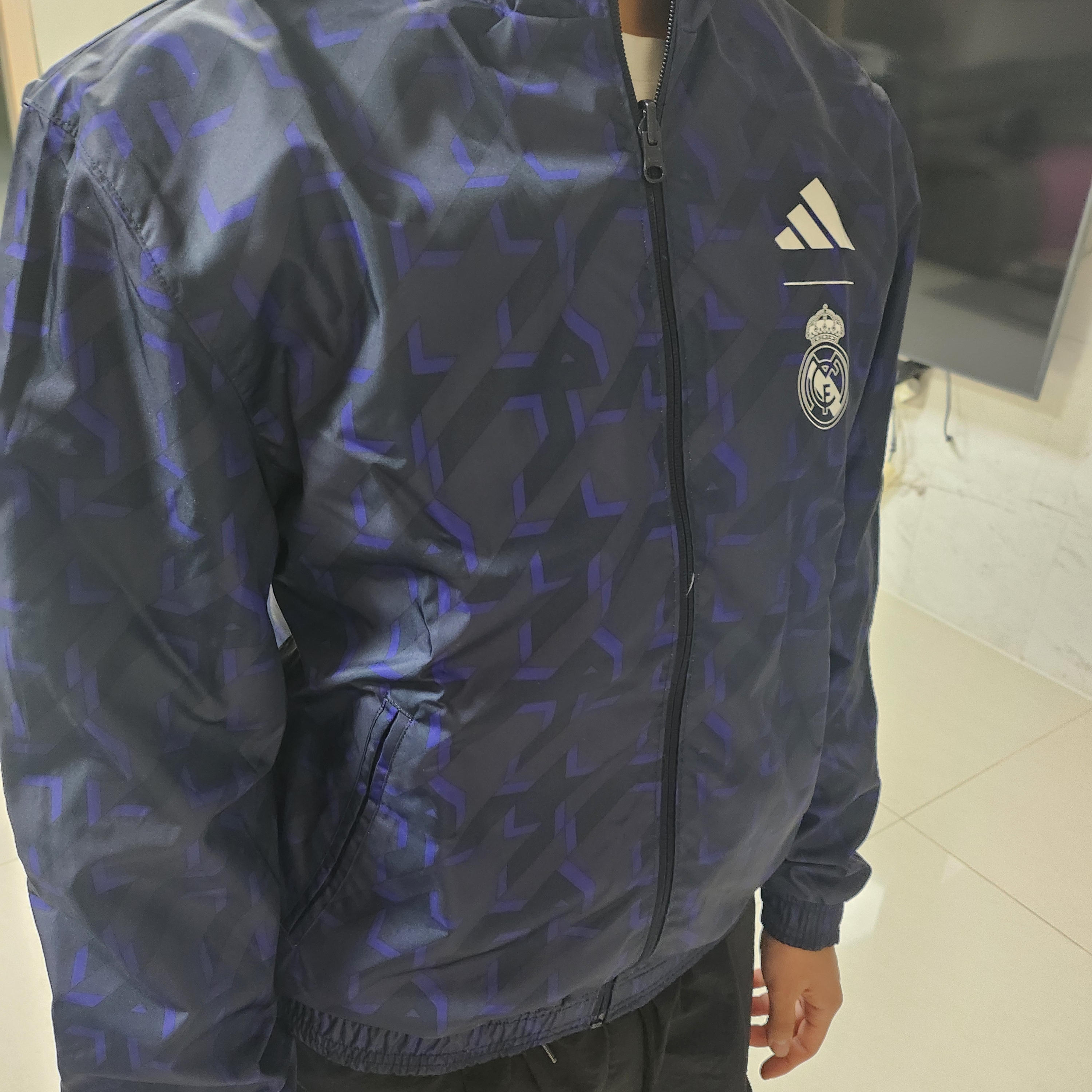 Adidas Real Madrid Anthem Jacket Legend Ink - US Sizing 착용 스타일 - 1