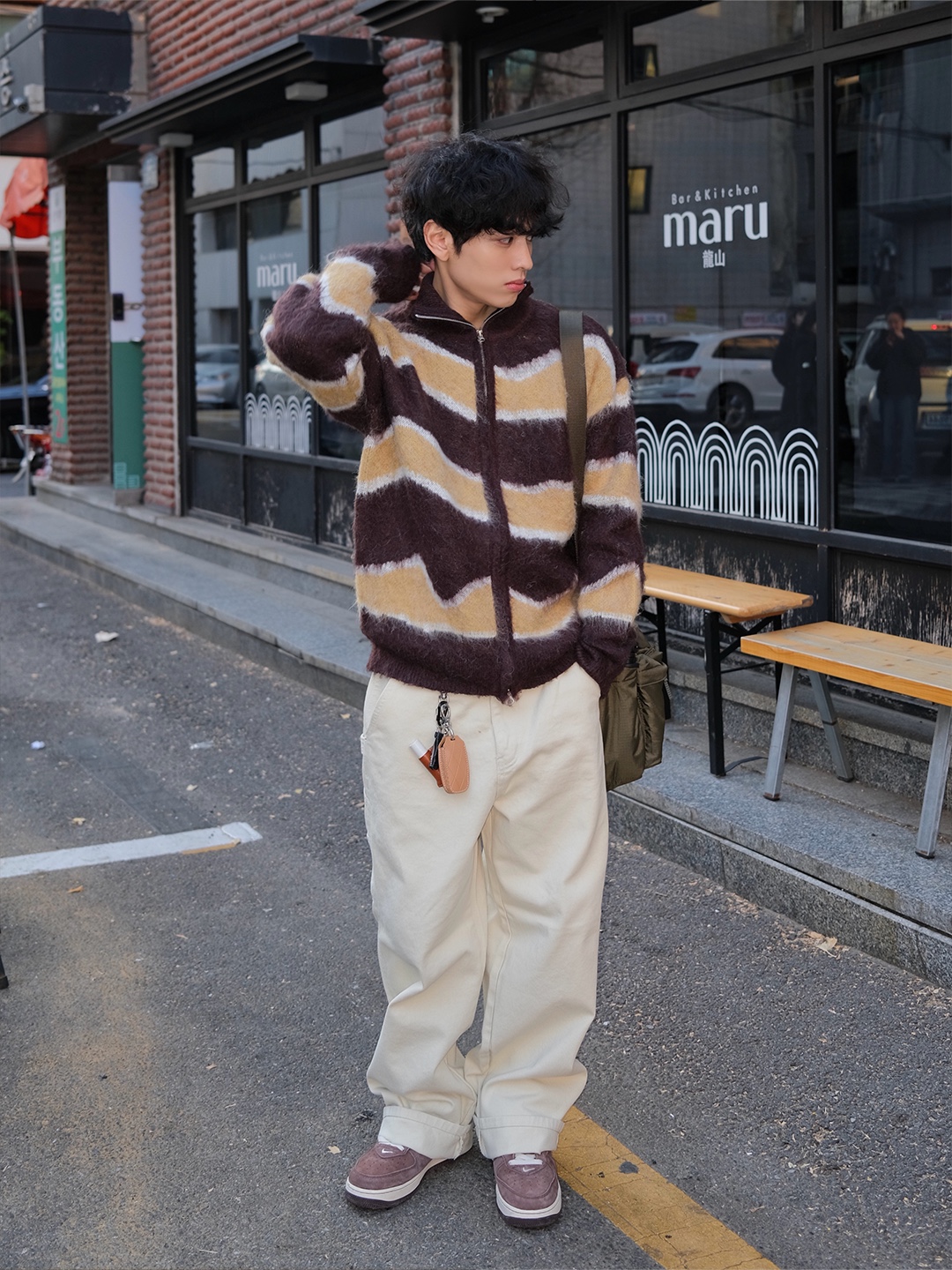 Millo Women Cut Off Pleated Skirt Charcoal Gray, Porter Tanker Shoulder Bag S Black 착용 스타일 - 4