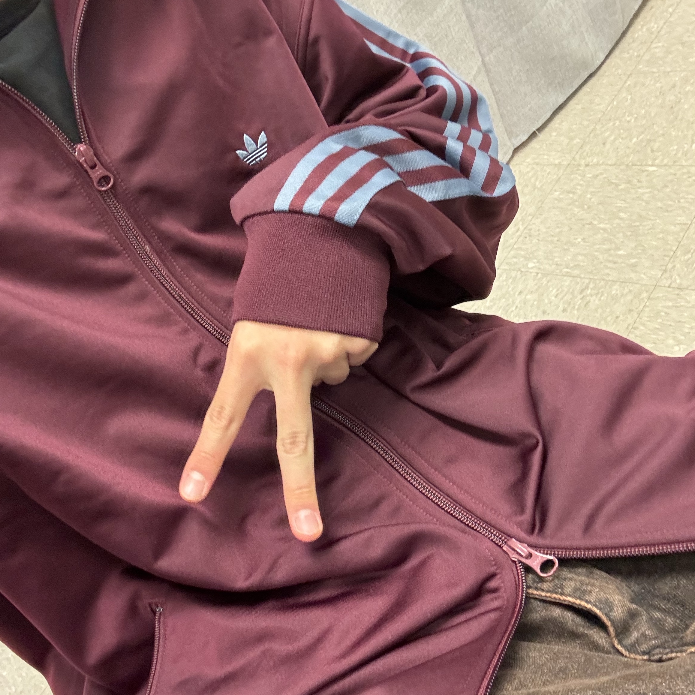 Adidas Originals Beckenbauer Track Jacket Maroon - KR Sizing 착용 스타일