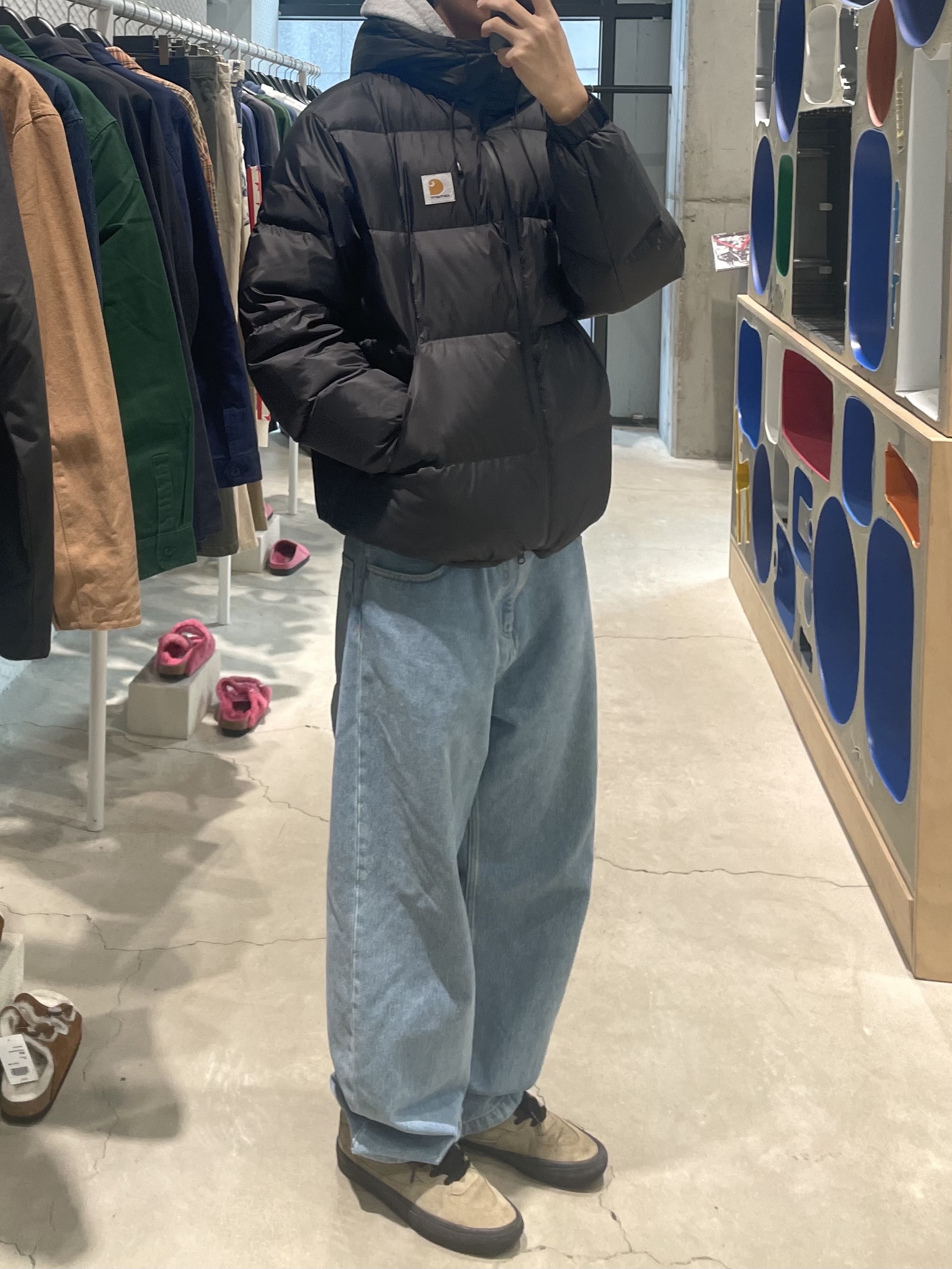 Carhartt WIP Aspen Jacket Black, Vans Skate Half Cab Pig Suede Green 착용 스타일