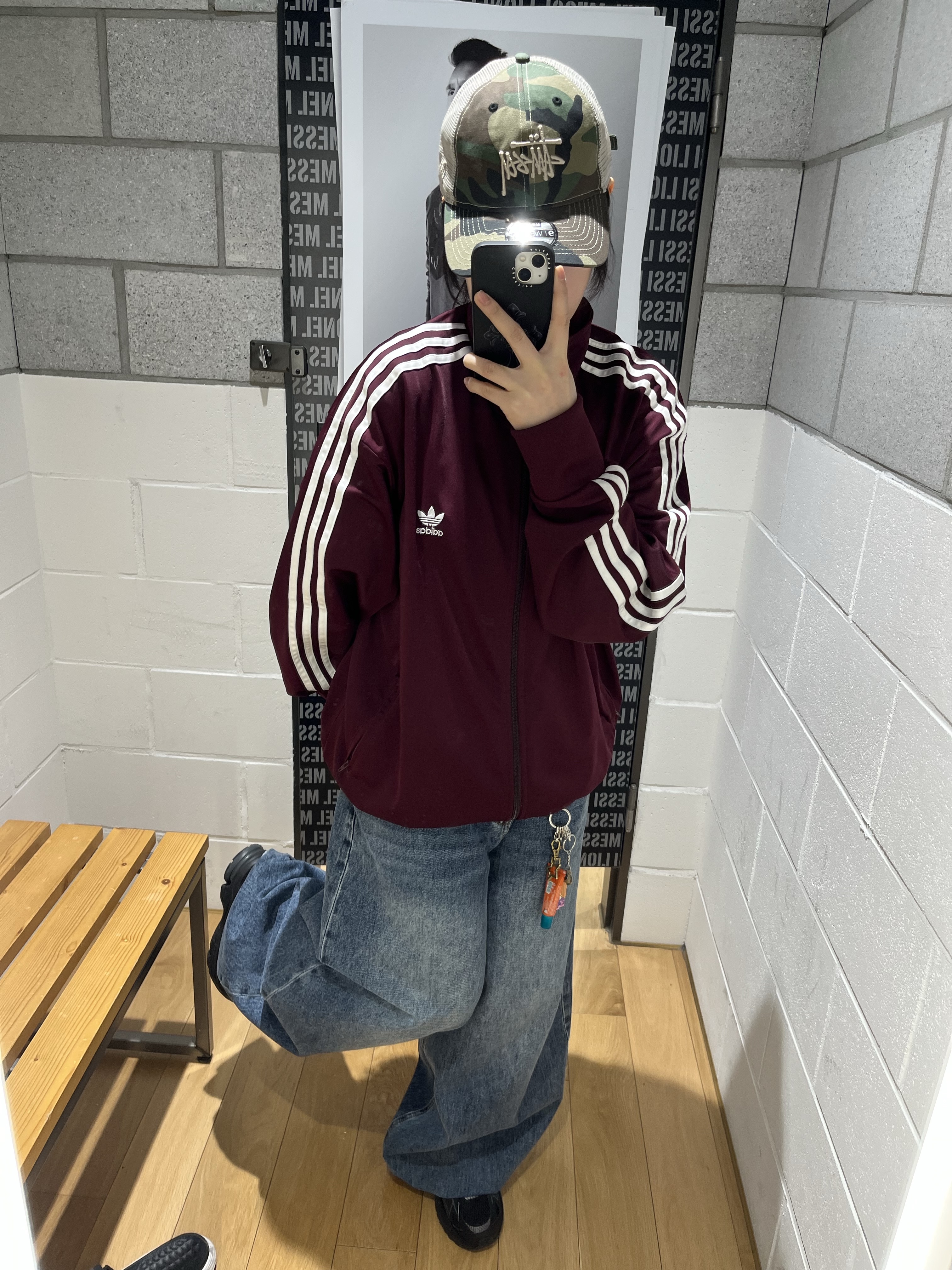 Stussy New Era 9twenty Basic Trucker Woodland Camo, Adidas Adicolor Classic Firebird Track Top Maroon - KR Sizing 착용 스타일