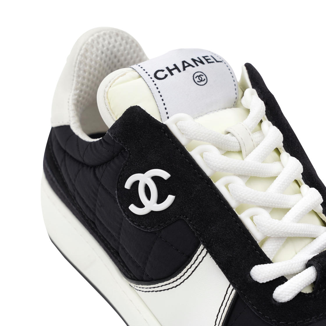 (W) 샤넬 스니커즈 패브릭 스웨이드 카프스킨 & 블랙 화이트((W) Chanel Sneakers Fabric Suede Calfskin & Black White) - 8