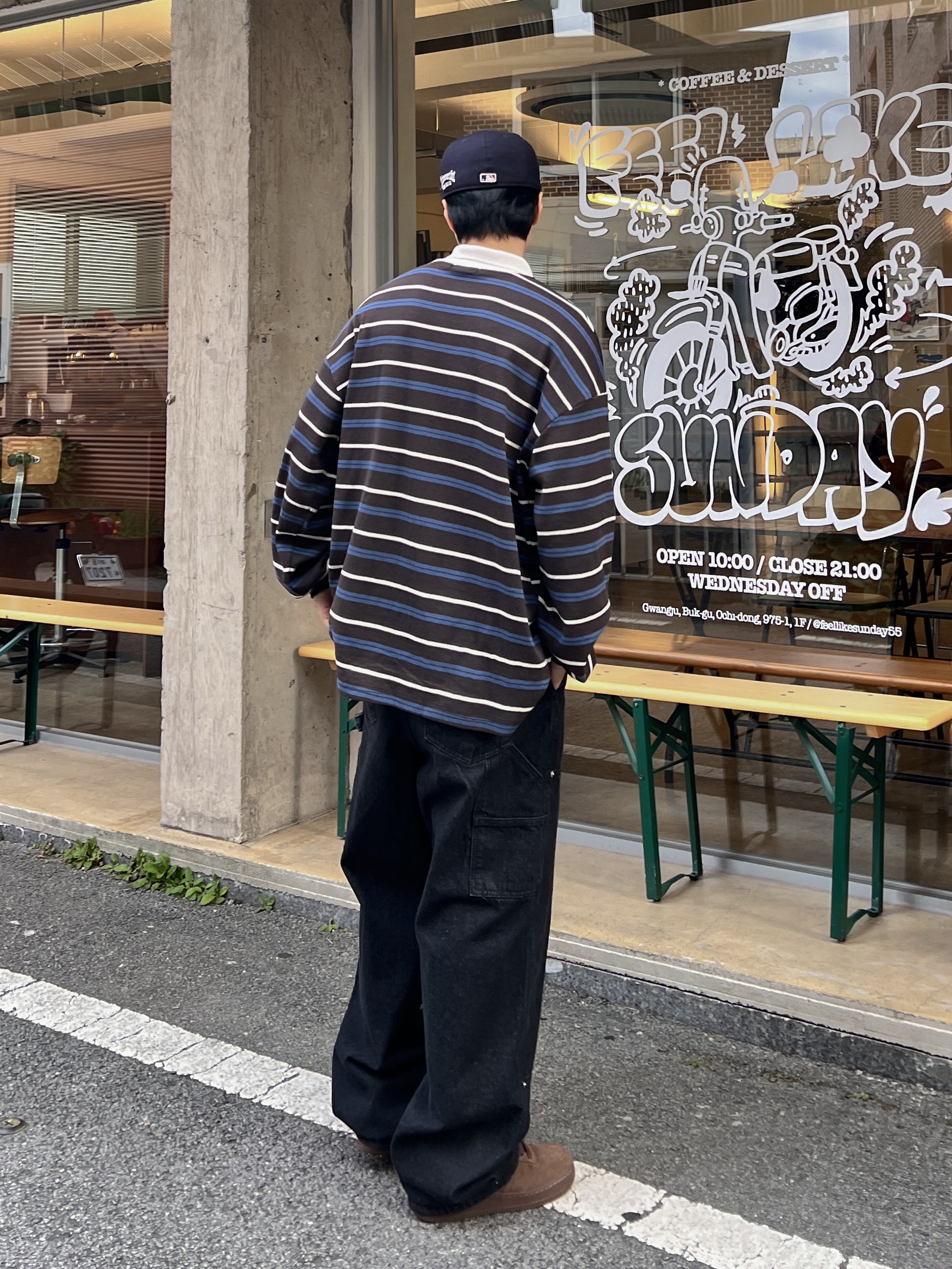 (W) Nike Air Force 1 '07 Cacao Wow, Thisisneverthat x New Era x MLB New York Yankees 59Fifty Classic Navy 착용 스타일 - 2