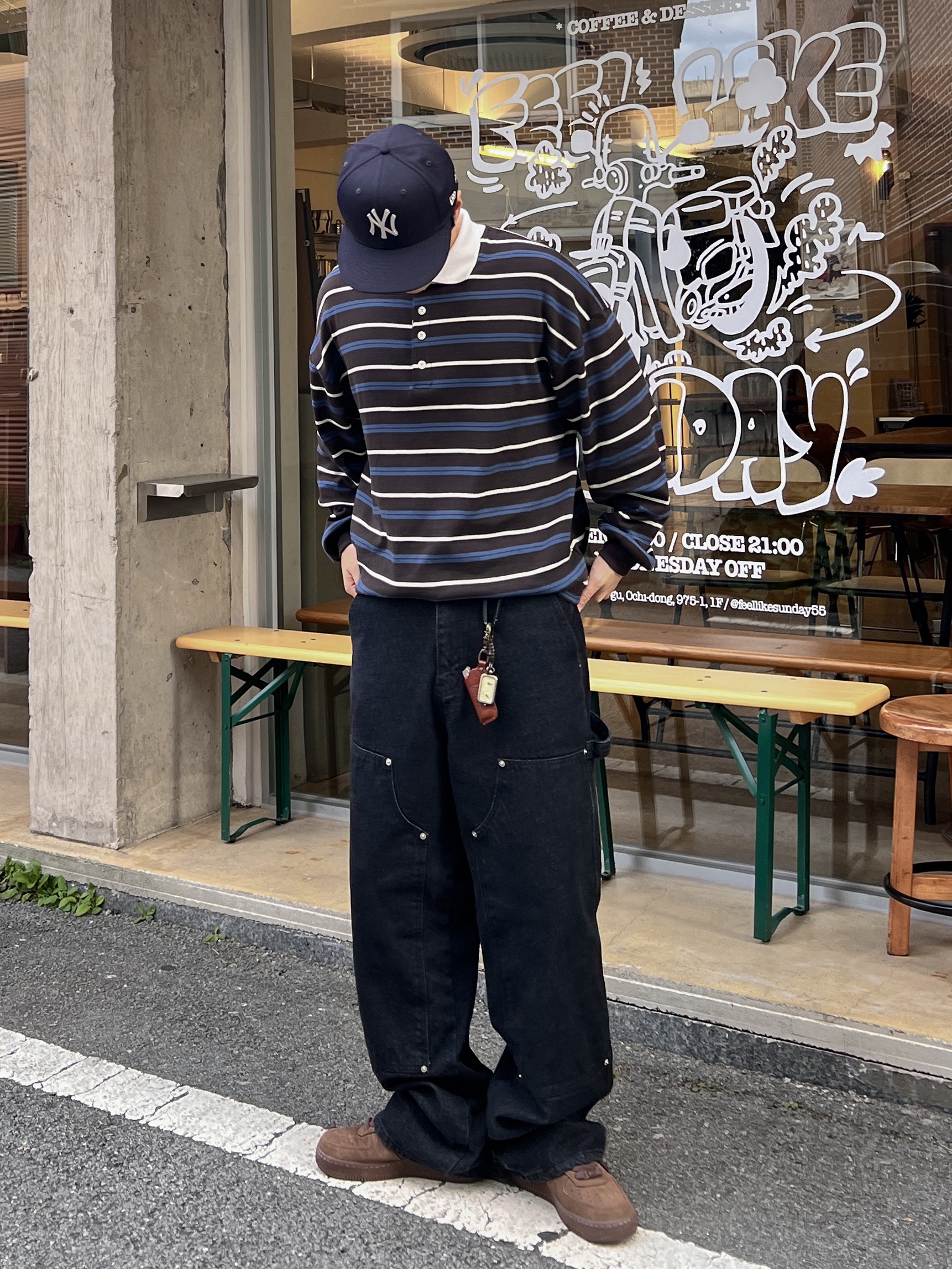 (W) Nike Air Force 1 '07 Cacao Wow, Thisisneverthat x New Era x MLB New York Yankees 59Fifty Classic Navy 착용 스타일 - 1