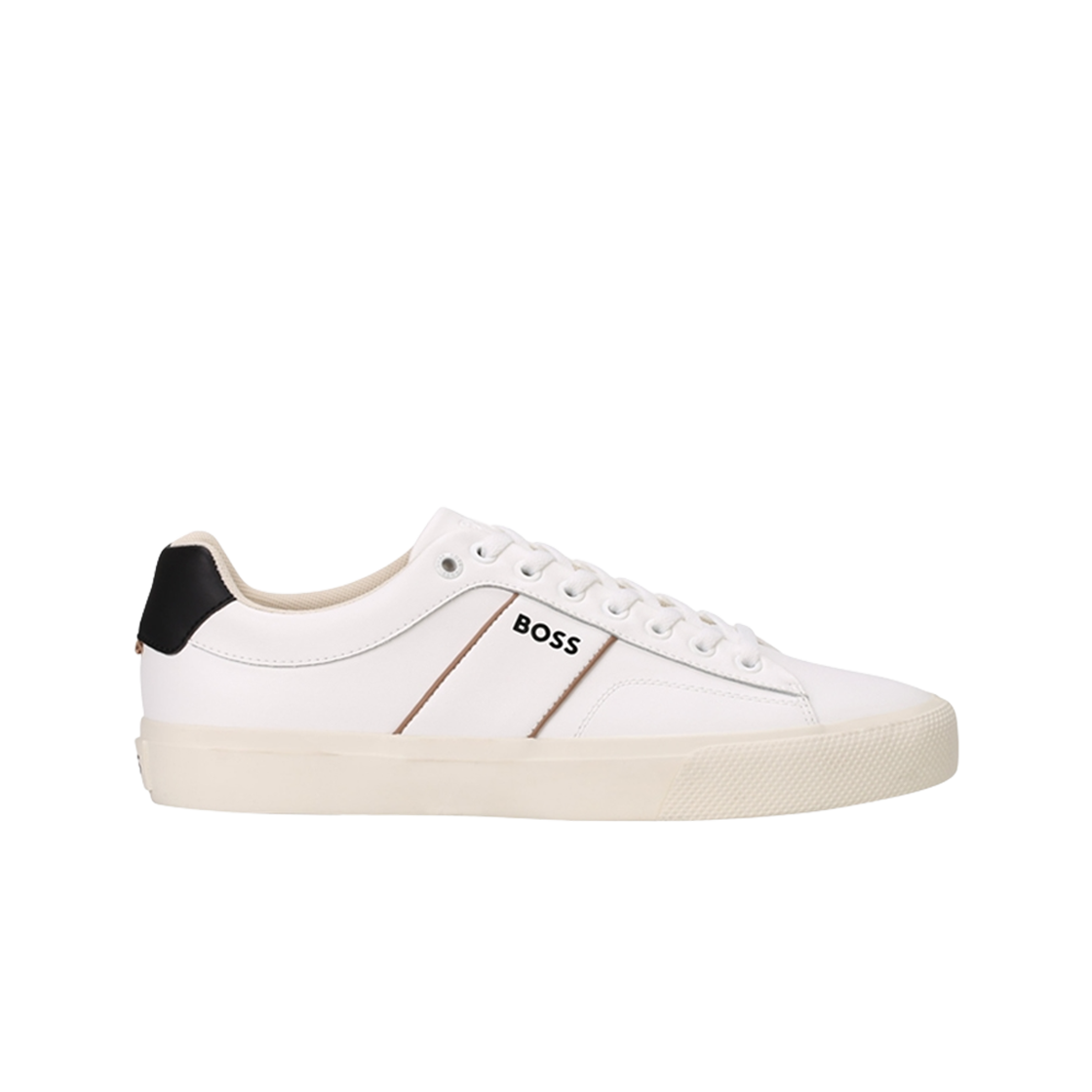 50517289-120 Hugo Boss Cupsole Lace Up Trainers with Contrast Logo White
