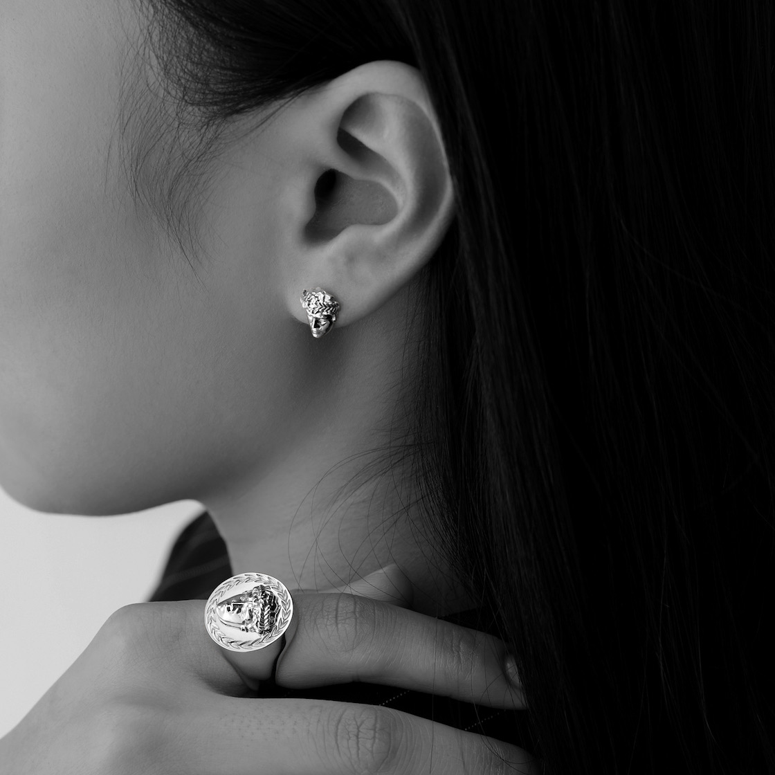 다비드 아발론 14mm 다비드 피스 실버 이어링 2pcs(DAVID AVLN 14mm David Piece Silver Earring 2pcs) - 4