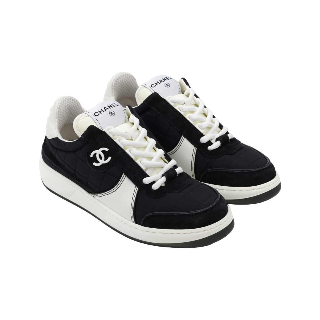 (W) 샤넬 스니커즈 패브릭 스웨이드 카프스킨 & 블랙 화이트((W) Chanel Sneakers Fabric Suede Calfskin & Black White) - 4