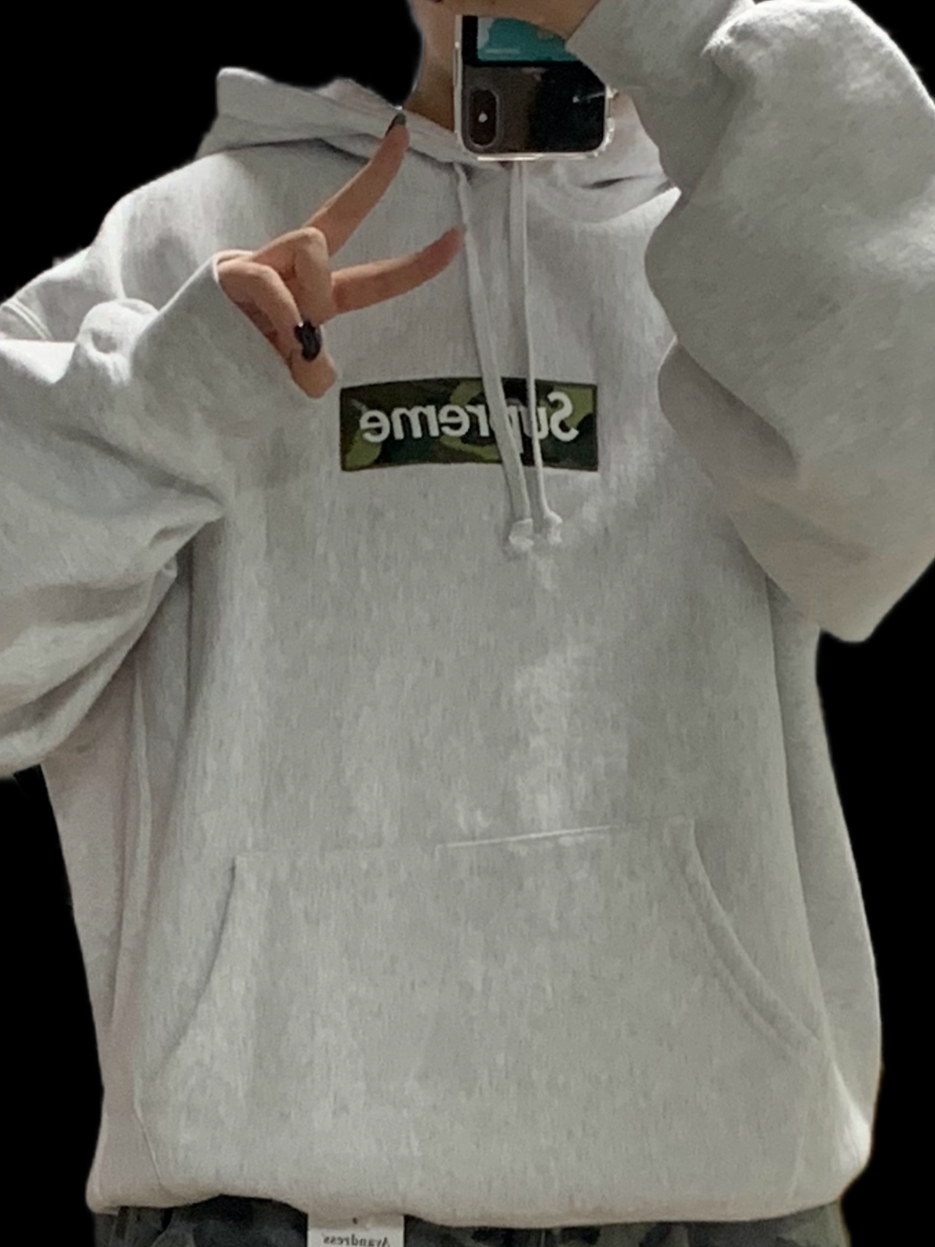 Supreme Box Logo Hooded Sweatshirt Ash Grey - 23FW 착용 스타일 - 2