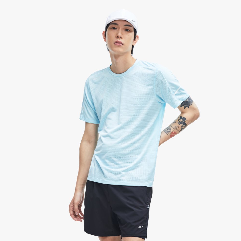프로-스펙스 JQD 통기 러닝 반팔 티셔츠 라이트블루(PRO-SPECS JQD Breathable Running Short Sleeve T-Shirt Light Blue) - 3