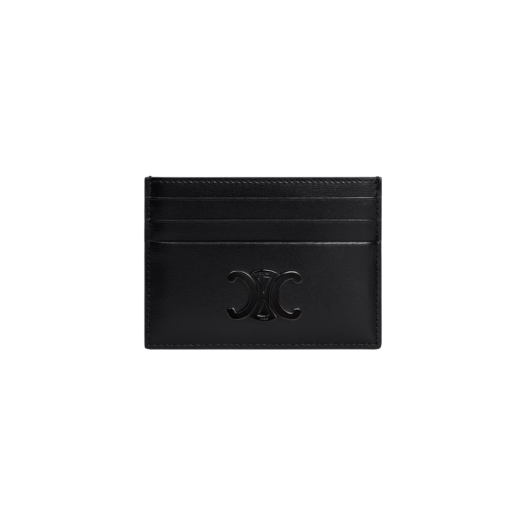 Celine Triomphe Card Holder in Shiny Calfskin Black