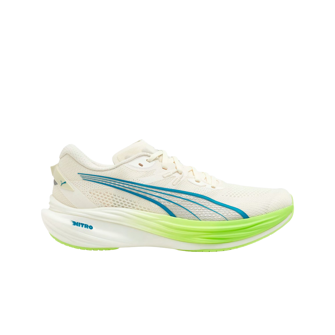 378449-08 Puma Deviate Nitro 3 Wide Frosted Ivory Tropical Blue