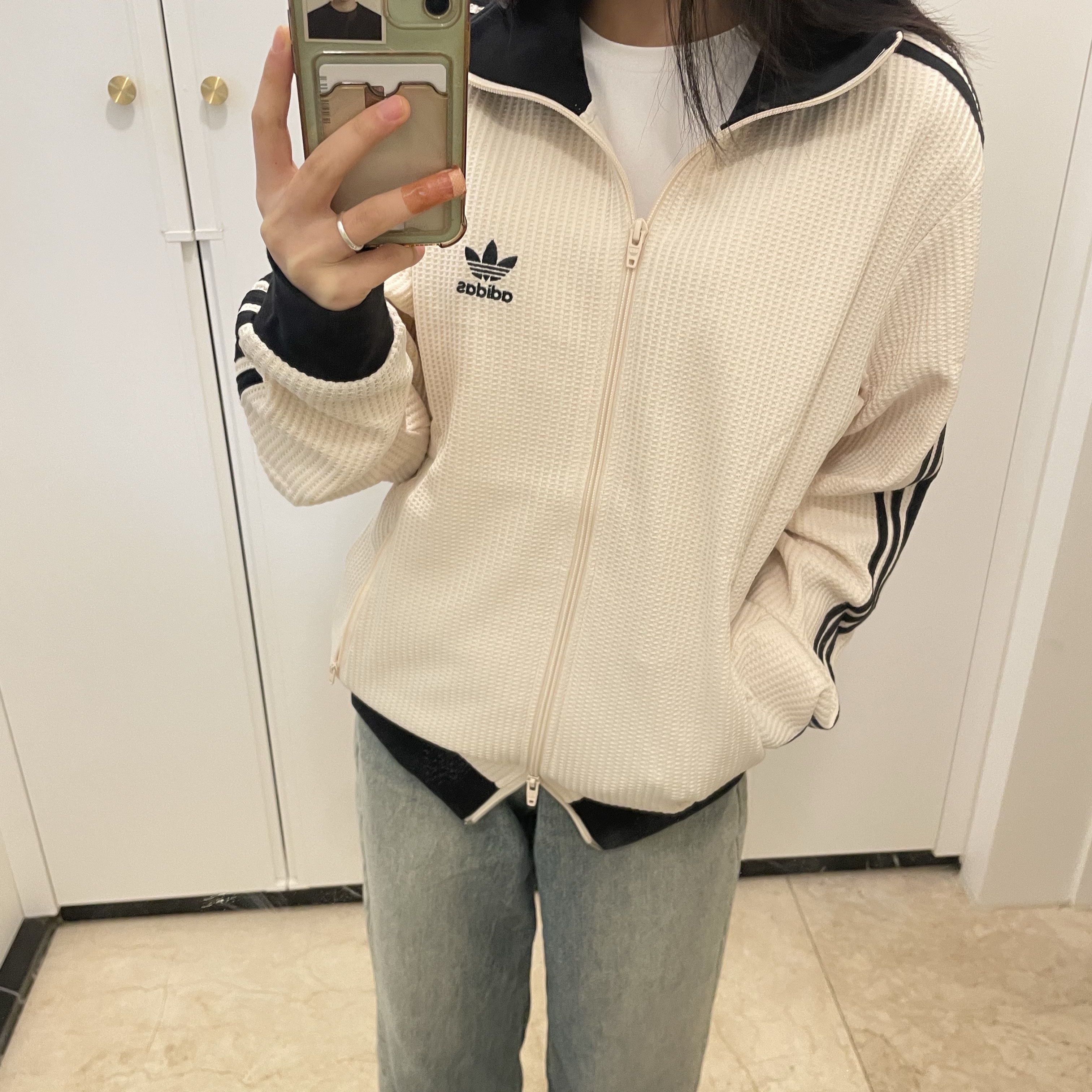 Adidas Waffle Beckenbauer Track Top Wonder White - KR Sizing 착용 스타일