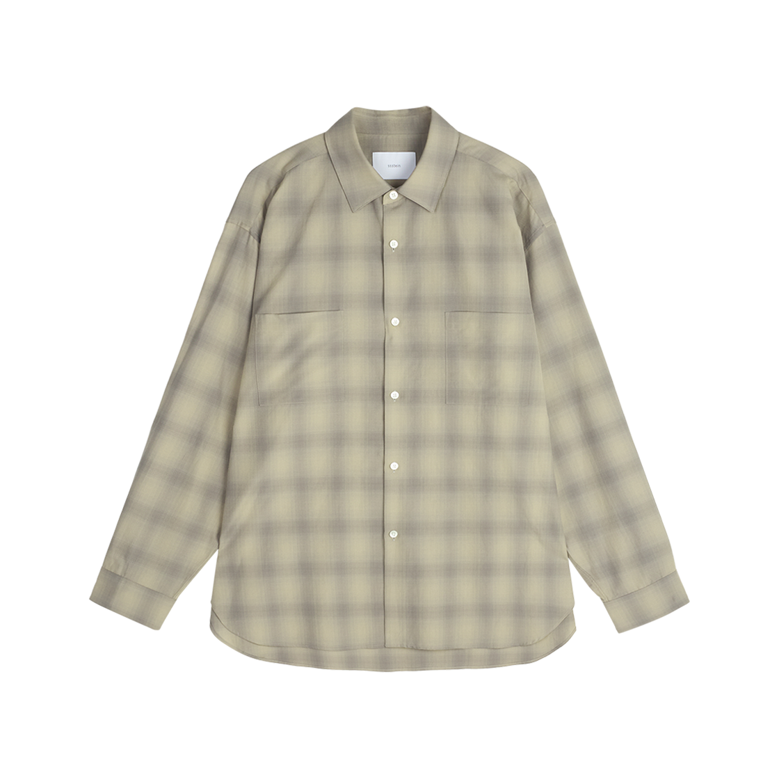 슈타인 C/R 체크 오버사이즈 다운 패트 셔츠 토프 그레이 옴브레 - 25SS(ssstein C/R Check Oversized Down Pat Shirt Taupe Grey Ombre - 25SS)
