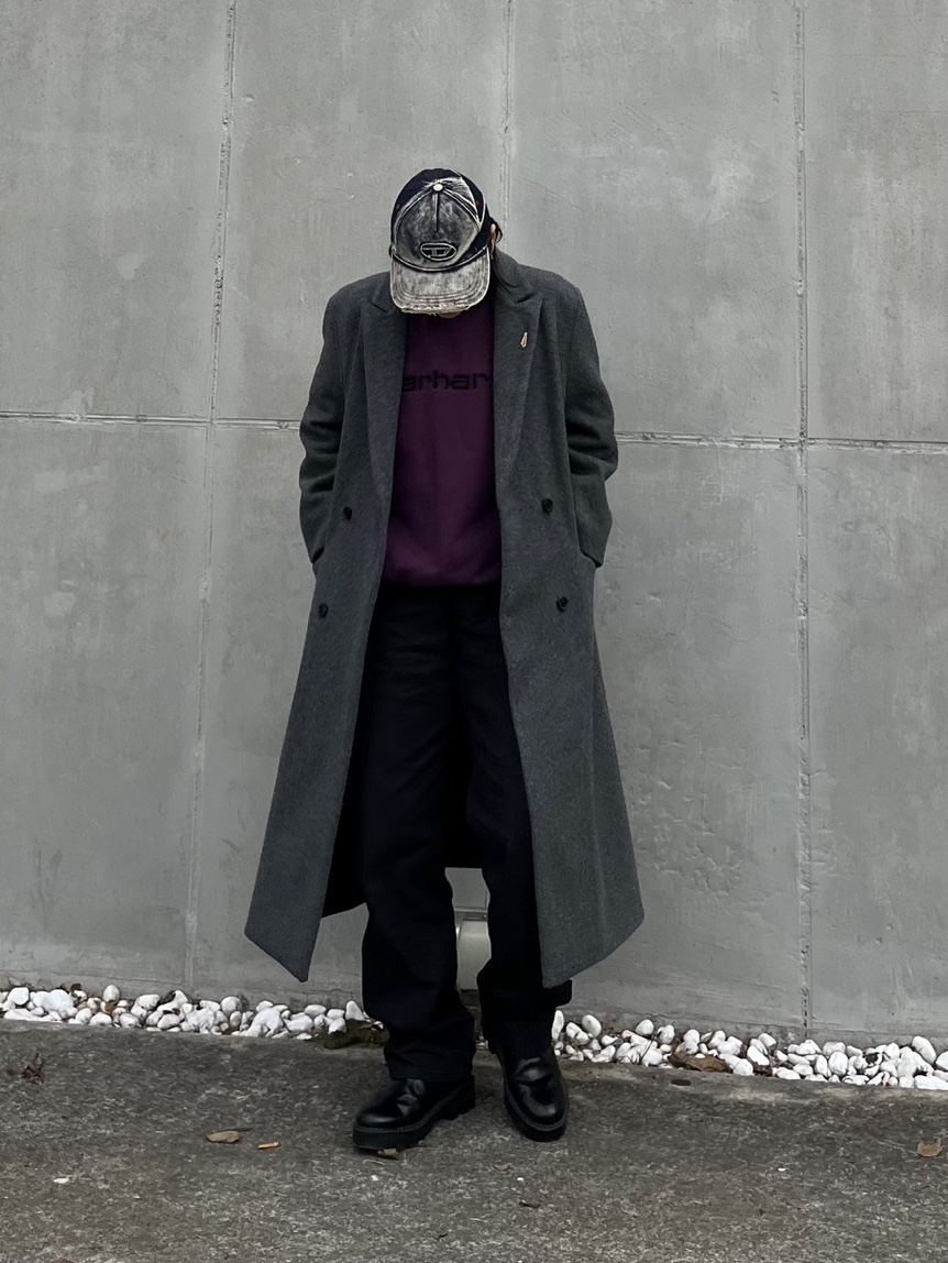 Diesel C-Seymon Treated Denim Baseball Cap Blue White 착용 스타일
