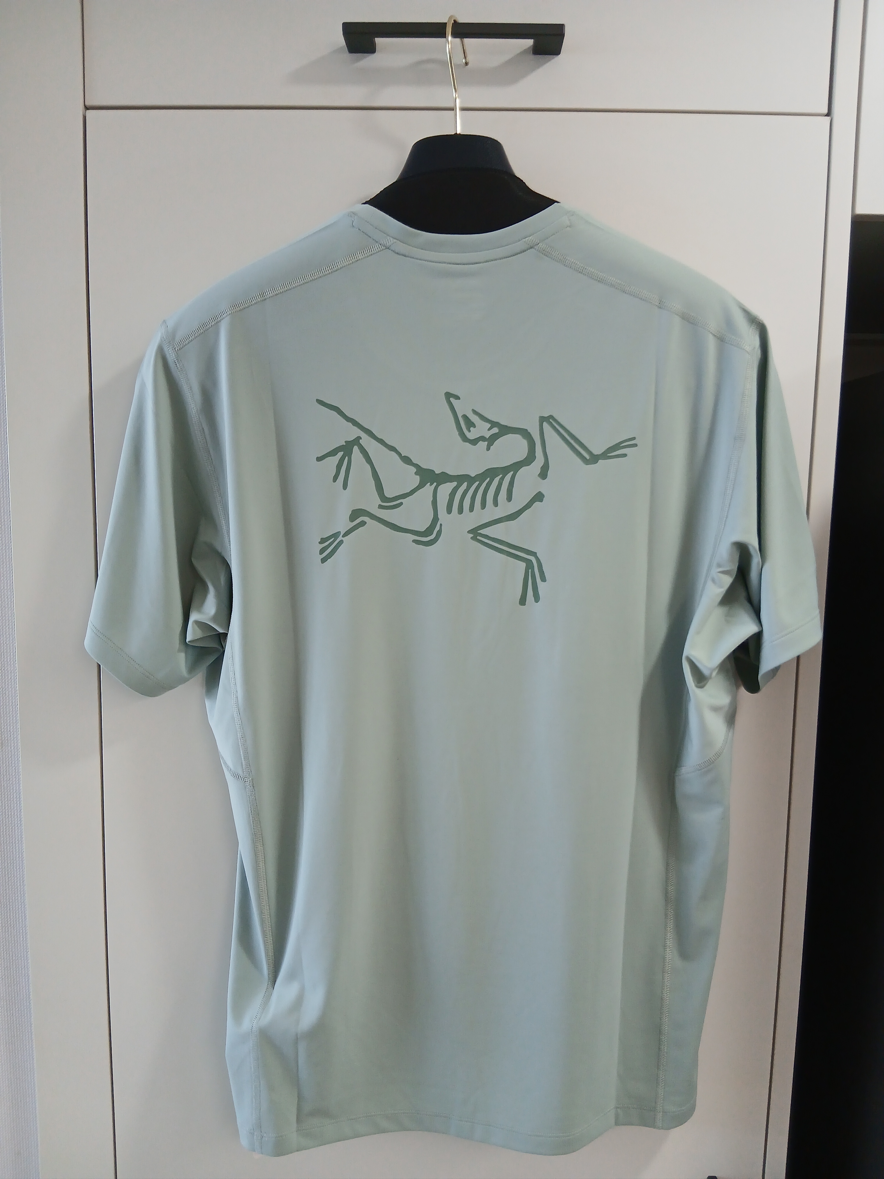Arc'teryx Motus Arcword Crew SS T-Shirt Stone Green Heather 착용 스타일 - 2