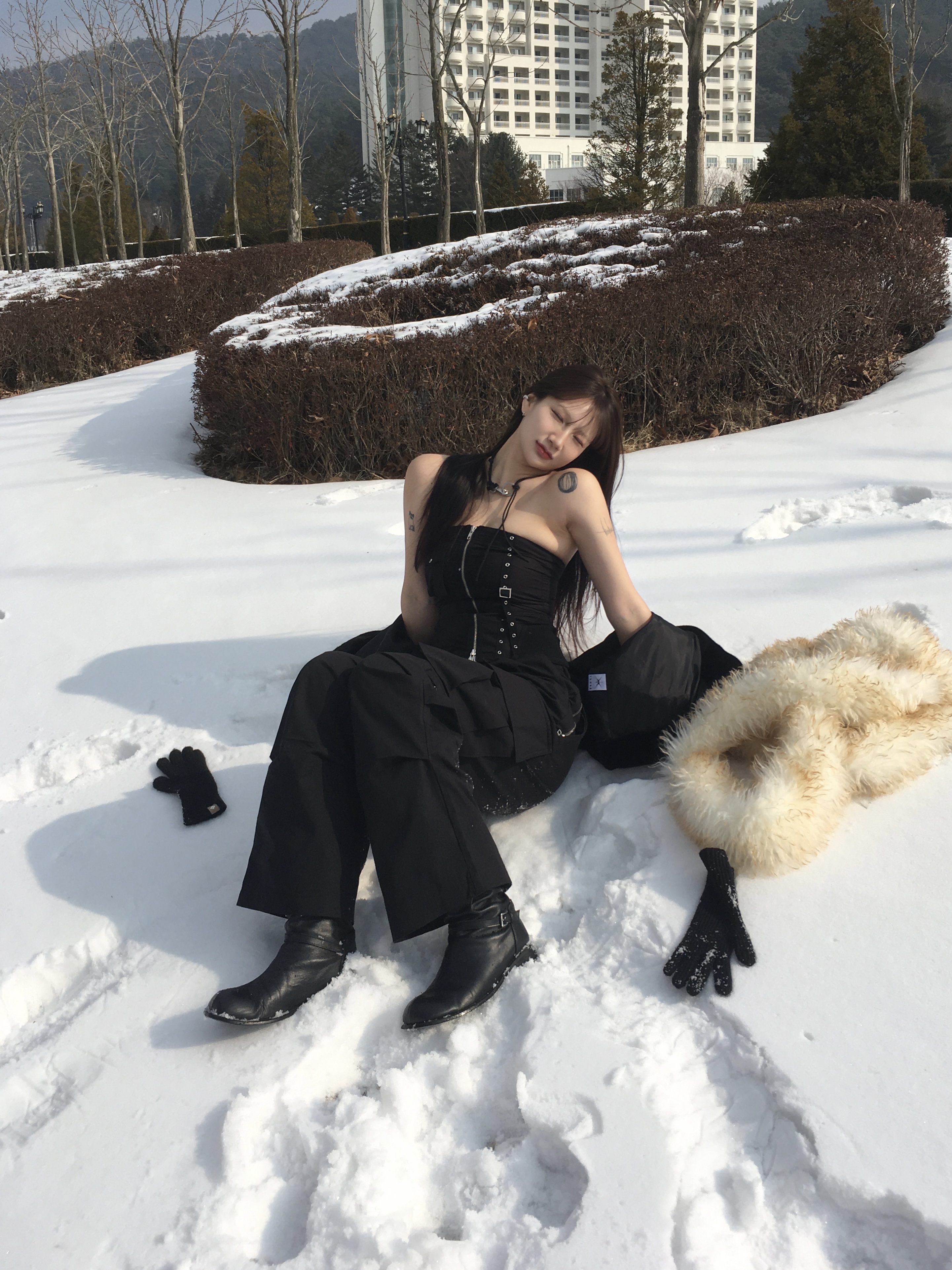 W) 보헤미안 서울 그런지 바이커 뷔스티에 블랙 | Bohemian